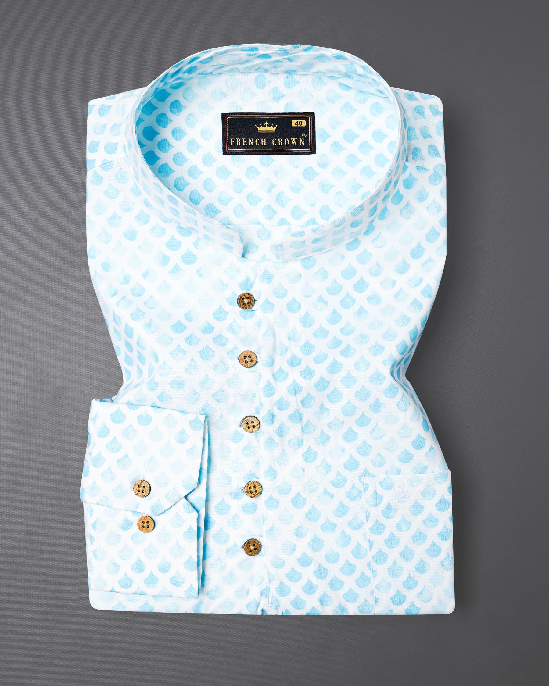 Tropical Blue and White Scalloped Pattern Printed Premium Cotton Kurta Shirt 7915-KS -38,7915-KS -H-38,7915-KS -39,7915-KS -H-39,7915-KS -40,7915-KS -H-40,7915-KS -42,7915-KS -H-42,7915-KS -44,7915-KS -H-44,7915-KS -46,7915-KS -H-46,7915-KS -48,7915-KS -H-48,7915-KS -50,7915-KS -H-50,7915-KS -52,7915-KS -H-52
