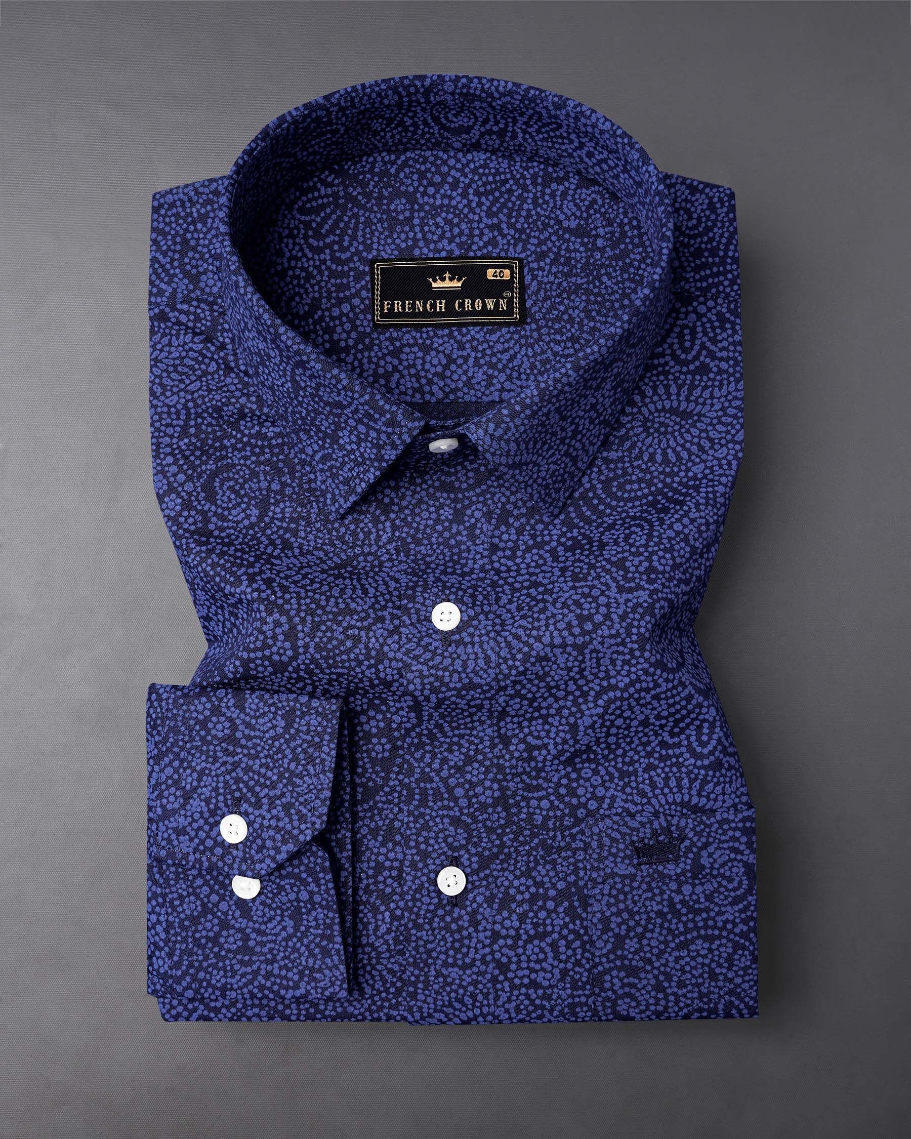Mirage Navy Blue With San Marino Blue Paisley Chambray Premium Cotton Shirt 7959-38,7959-H-38,7959-39,7959-H-39,7959-40,7959-H-40,7959-42,7959-H-42,7959-44,7959-H-44,7959-46,7959-H-46,7959-48,7959-H-48,7959-50,7959-H-50,7959-52,7959-H-52