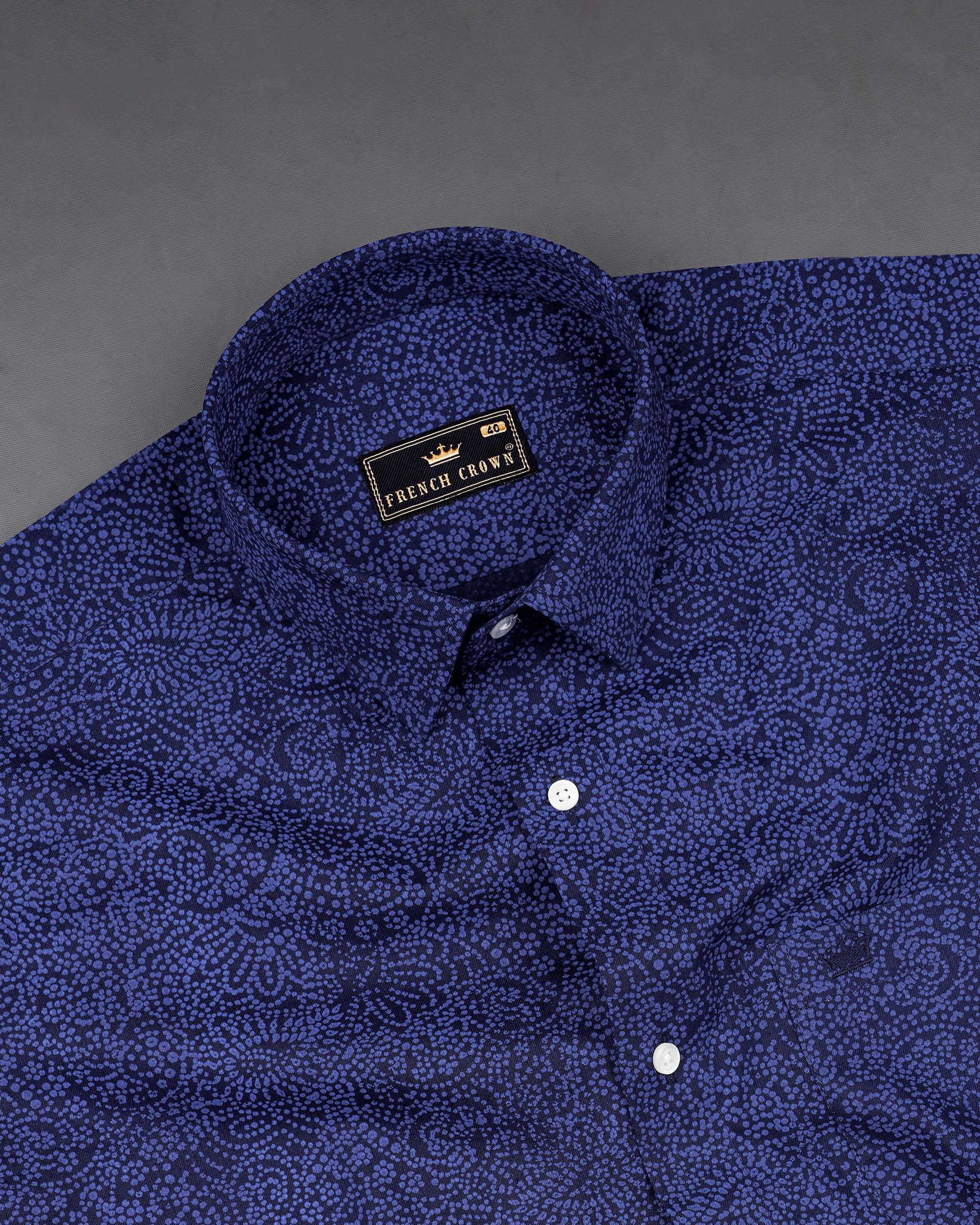 Mirage Navy Blue With San Marino Blue Paisley Chambray Premium Cotton Shirt 7959-38,7959-H-38,7959-39,7959-H-39,7959-40,7959-H-40,7959-42,7959-H-42,7959-44,7959-H-44,7959-46,7959-H-46,7959-48,7959-H-48,7959-50,7959-H-50,7959-52,7959-H-52
