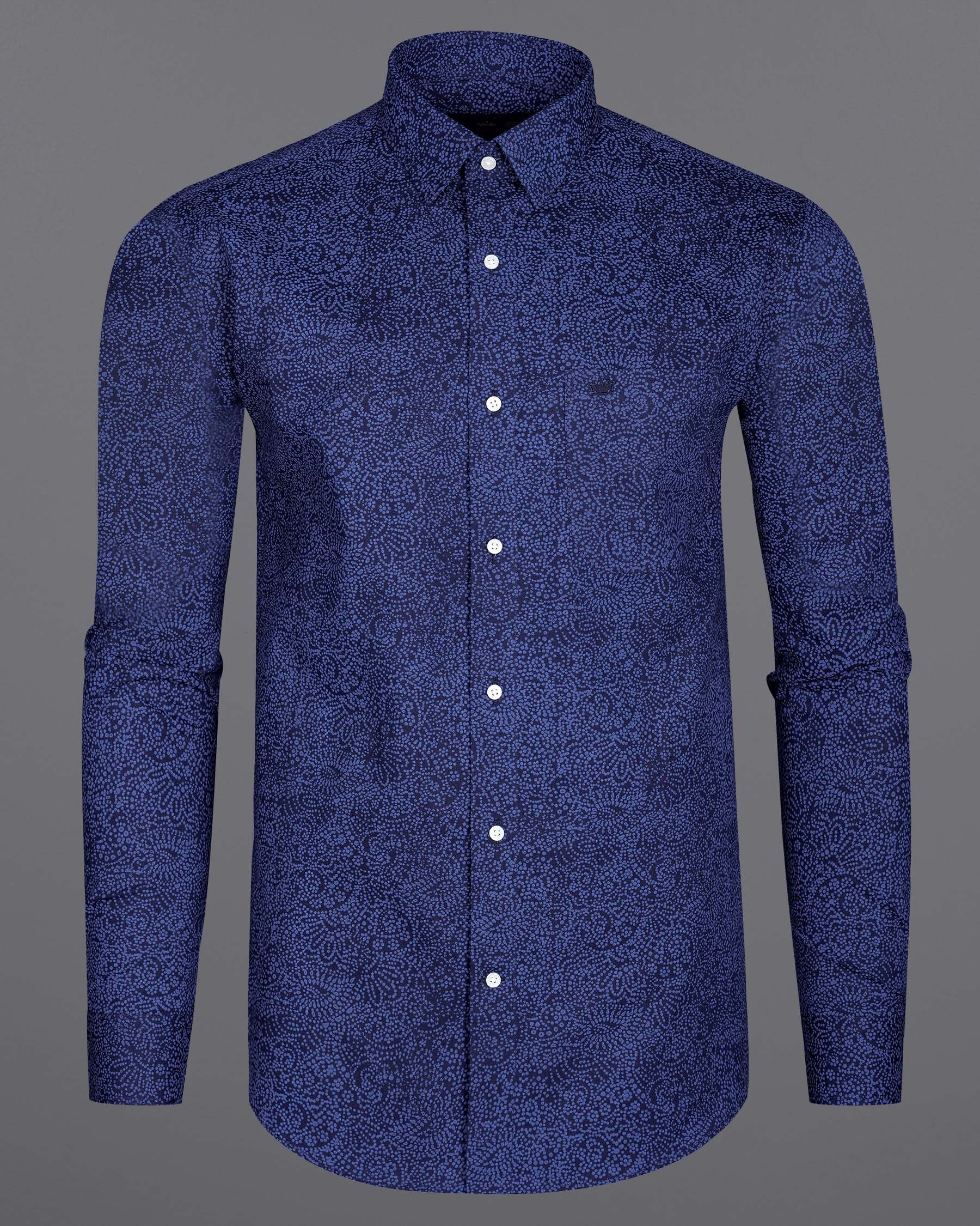 Mirage Navy Blue With San Marino Blue Paisley Chambray Premium Cotton Shirt 7959-38,7959-H-38,7959-39,7959-H-39,7959-40,7959-H-40,7959-42,7959-H-42,7959-44,7959-H-44,7959-46,7959-H-46,7959-48,7959-H-48,7959-50,7959-H-50,7959-52,7959-H-52