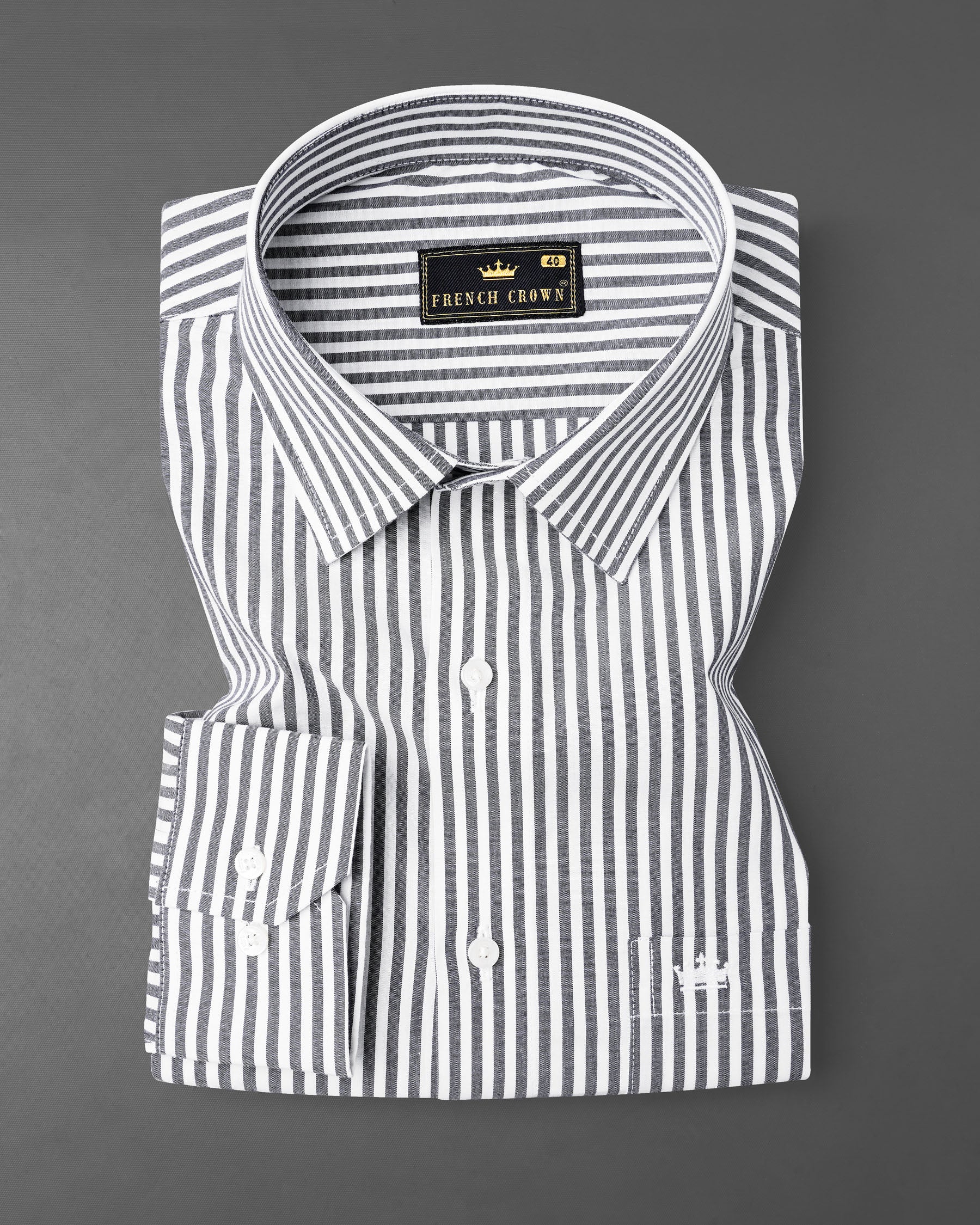 Dolphin Gray and White Striped Premium Cotton Shirt 7966-38,7966-H-38,7966-39,7966-H-39,7966-40,7966-H-40,7966-42,7966-H-42,7966-44,7966-H-44,7966-46,7966-H-46,7966-48,7966-H-48,7966-50,7966-H-50,7966-52,7966-H-52