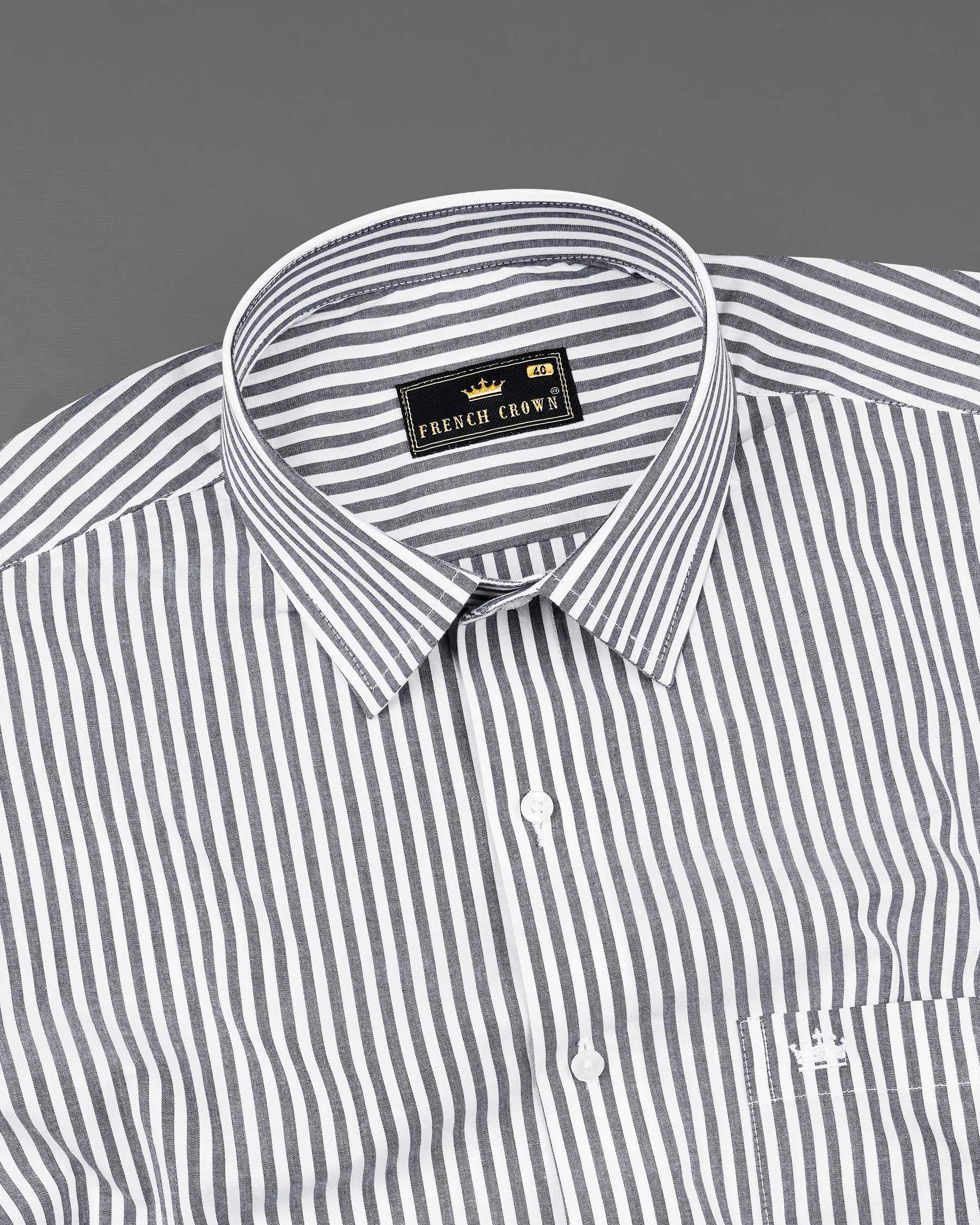Dolphin Gray and White Striped Premium Cotton Shirt 7966-38,7966-H-38,7966-39,7966-H-39,7966-40,7966-H-40,7966-42,7966-H-42,7966-44,7966-H-44,7966-46,7966-H-46,7966-48,7966-H-48,7966-50,7966-H-50,7966-52,7966-H-52