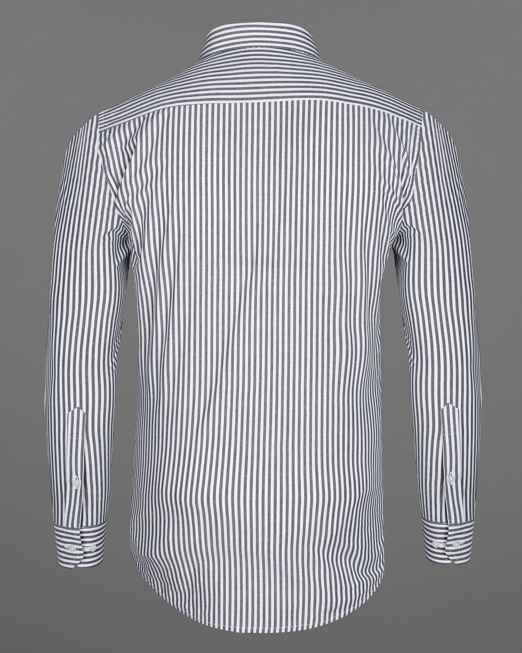 Dolphin Gray and White Striped Premium Cotton Shirt