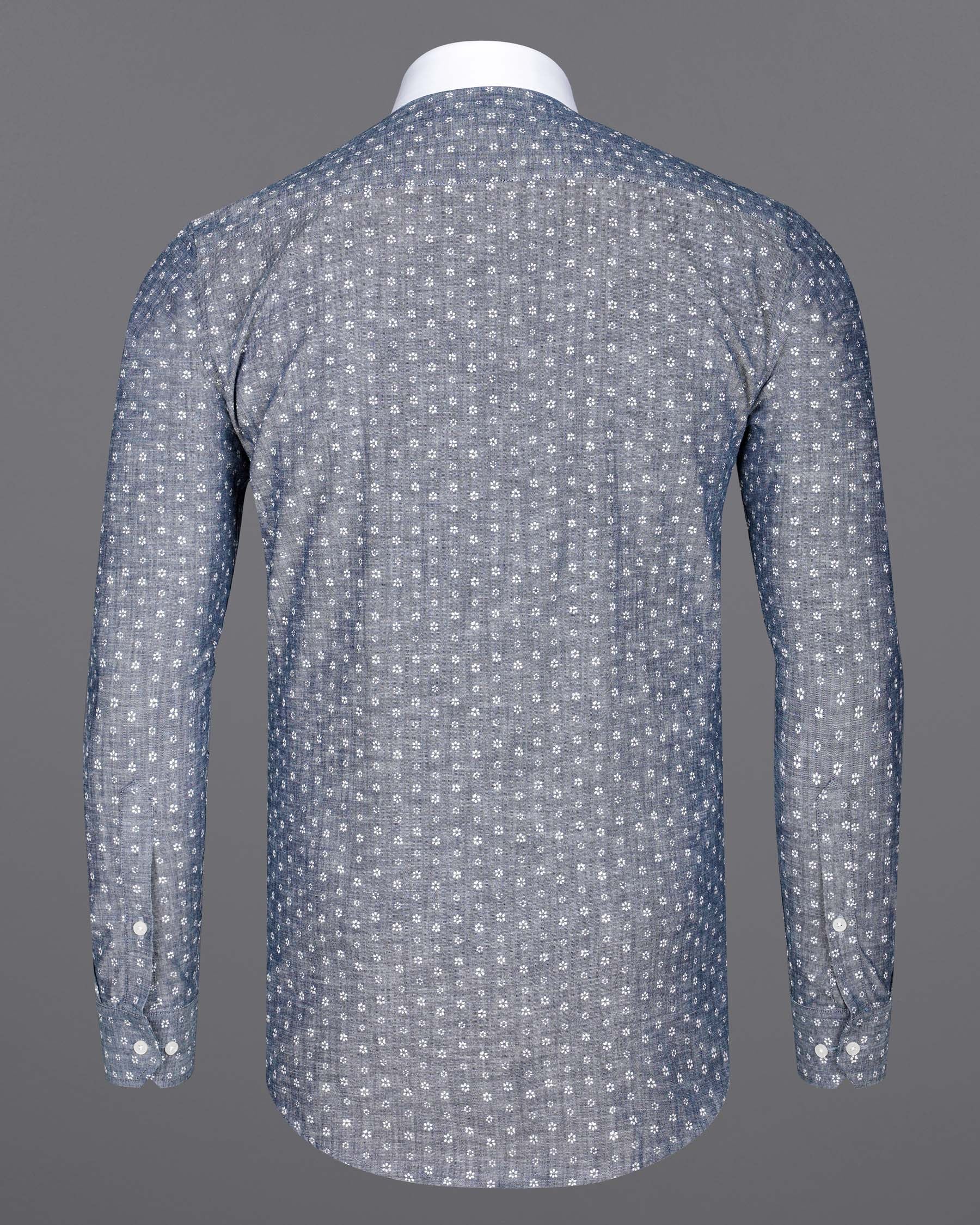 Comet Gray and Bright White Chambray Premium Cotton Designer Shirt