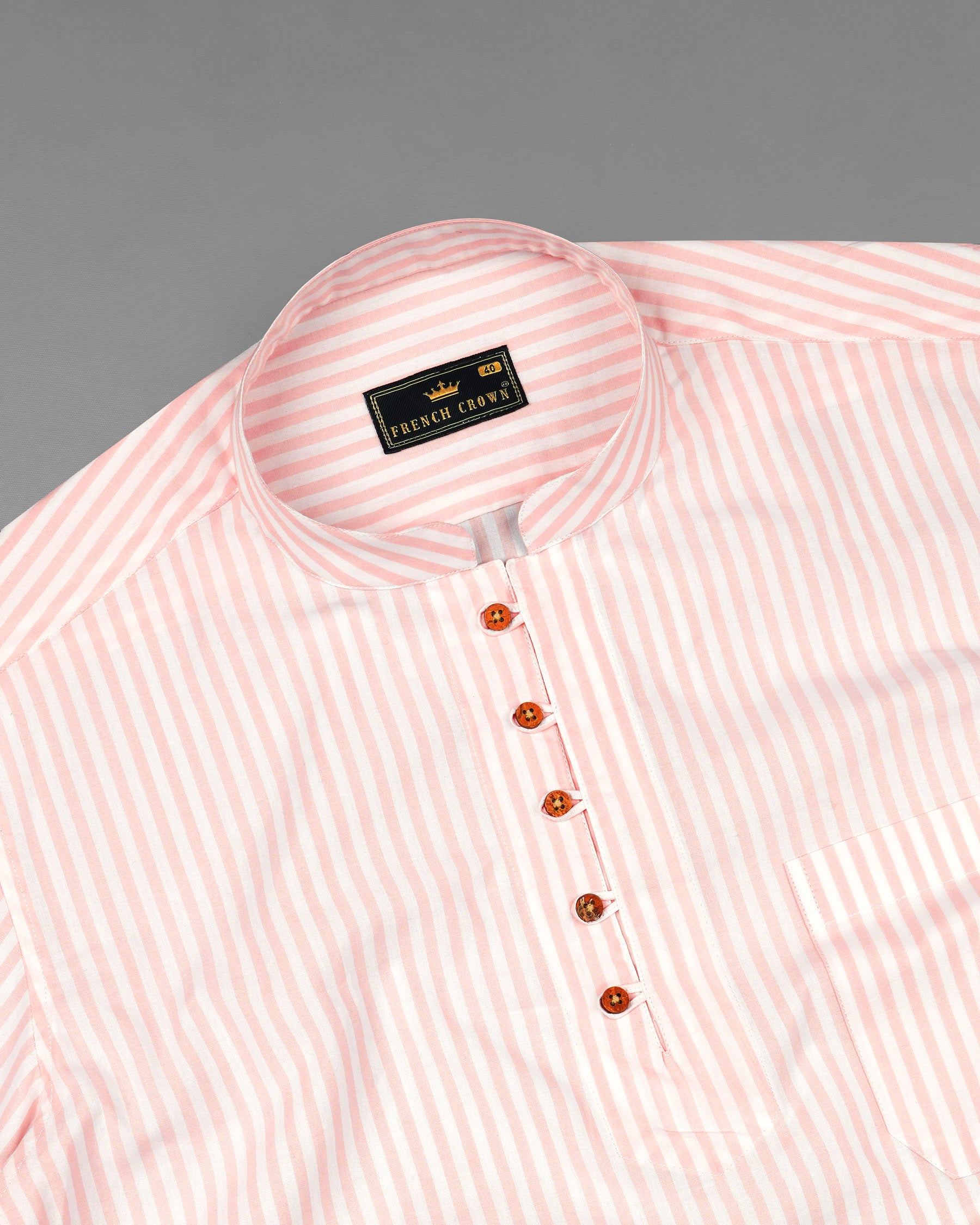 Cavern Pink with Sauvignon Beige Striped Premium Cotton Kurta Shirt8024-KS-38,8024-KS-H-38,8024-KS-39,8024-KS-H-39,8024-KS-40,8024-KS-H-40,8024-KS-42,8024-KS-H-42,8024-KS-44,8024-KS-H-44,8024-KS-46,8024-KS-H-46,8024-KS-48,8024-KS-H-48,8024-KS-50,8024-KS-H-50,8024-KS-52,8024-KS-H-52