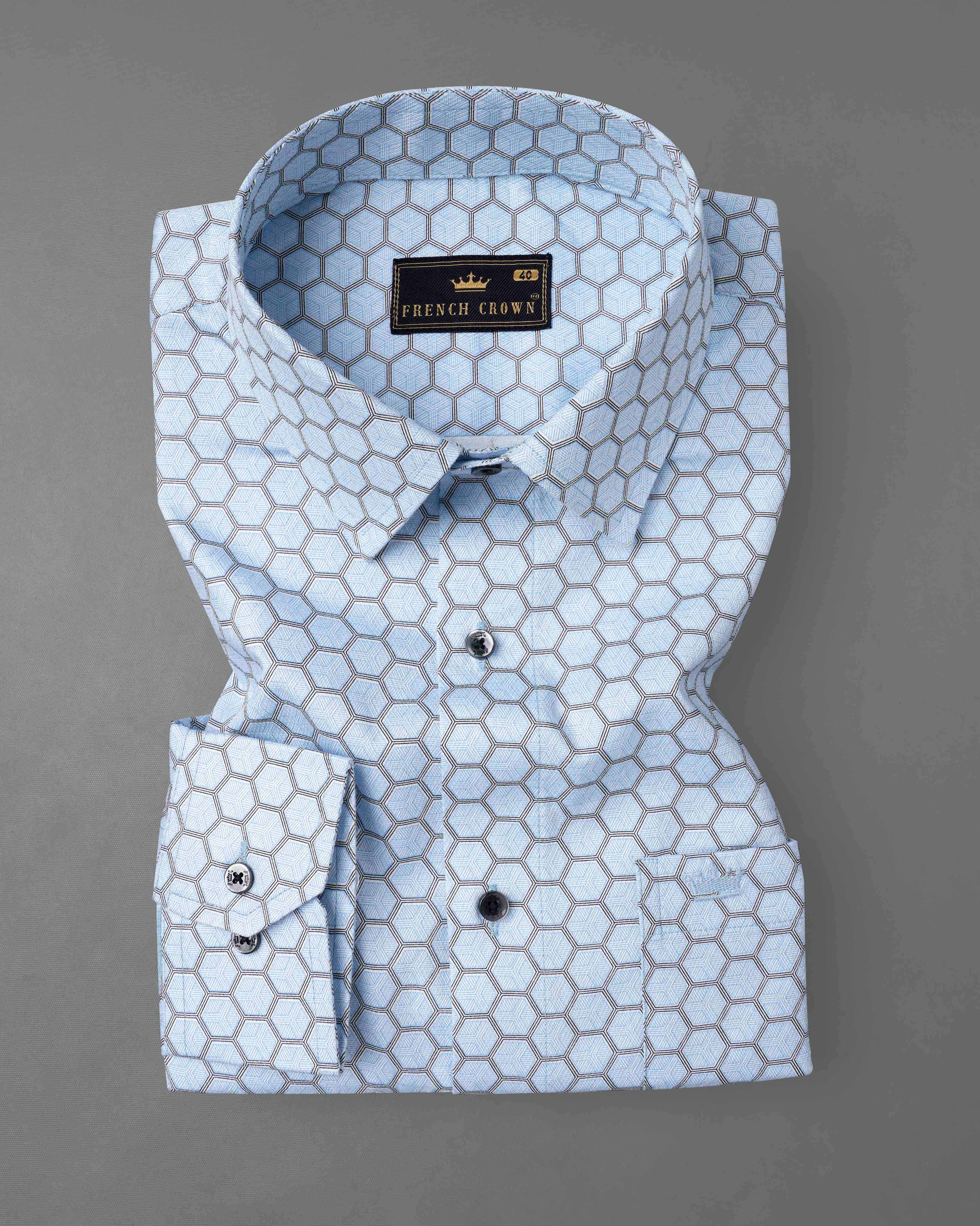 Spindle Sky Blue Hexagonal Printed Super Soft Premium Cotton Shirt 8062-BLK-38,8062-BLK-38,8062-BLK-39,8062-BLK-39,8062-BLK-40,8062-BLK-40,8062-BLK-42,8062-BLK-42,8062-BLK-44,8062-BLK-44,8062-BLK-46,8062-BLK-46,8062-BLK-48,8062-BLK-48,8062-BLK-50,8062-BLK-50,8062-BLK-52,8062-BLK-52