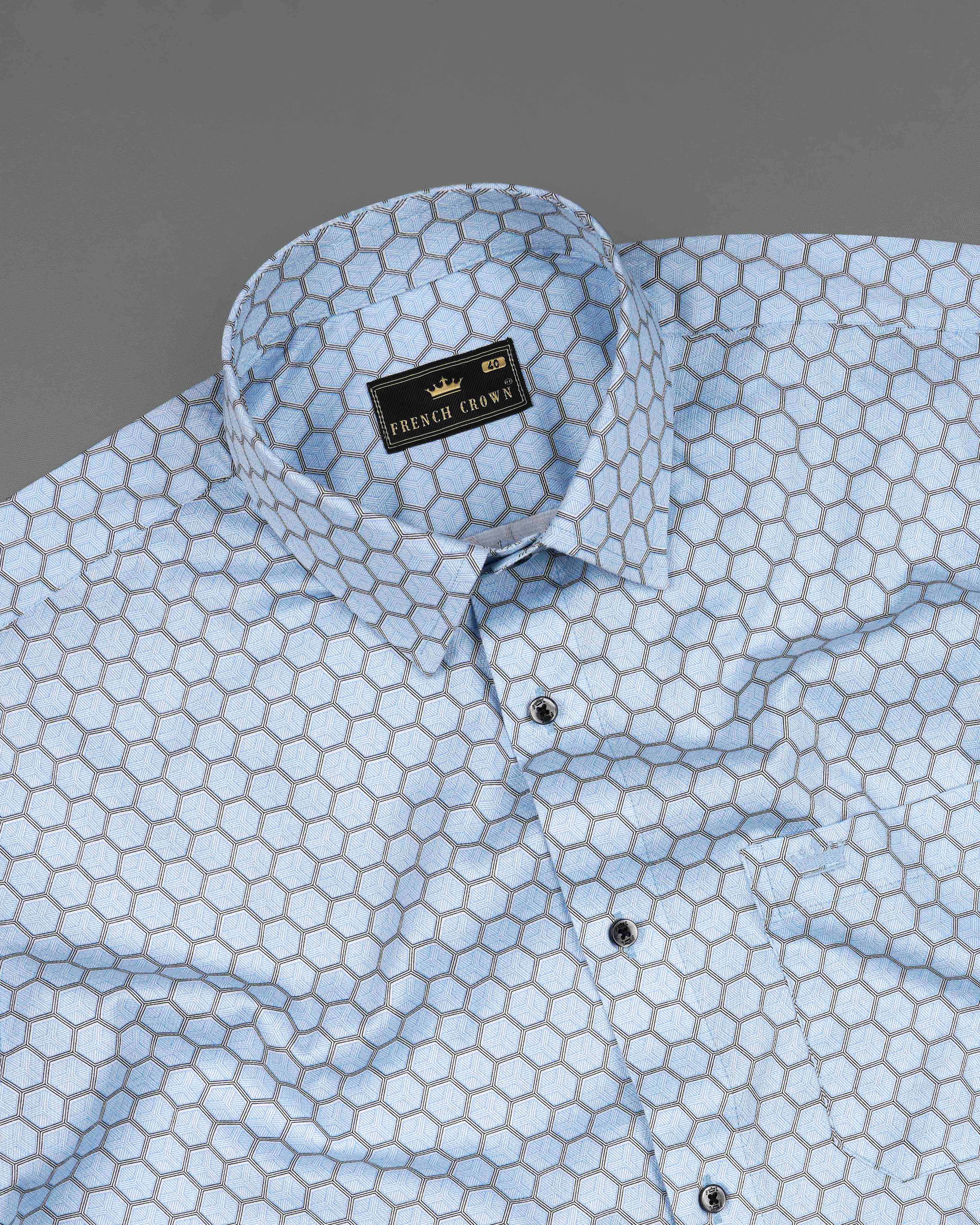 Spindle Sky Blue Hexagonal Printed Super Soft Premium Cotton Shirt 8062-BLK-38,8062-BLK-38,8062-BLK-39,8062-BLK-39,8062-BLK-40,8062-BLK-40,8062-BLK-42,8062-BLK-42,8062-BLK-44,8062-BLK-44,8062-BLK-46,8062-BLK-46,8062-BLK-48,8062-BLK-48,8062-BLK-50,8062-BLK-50,8062-BLK-52,8062-BLK-52