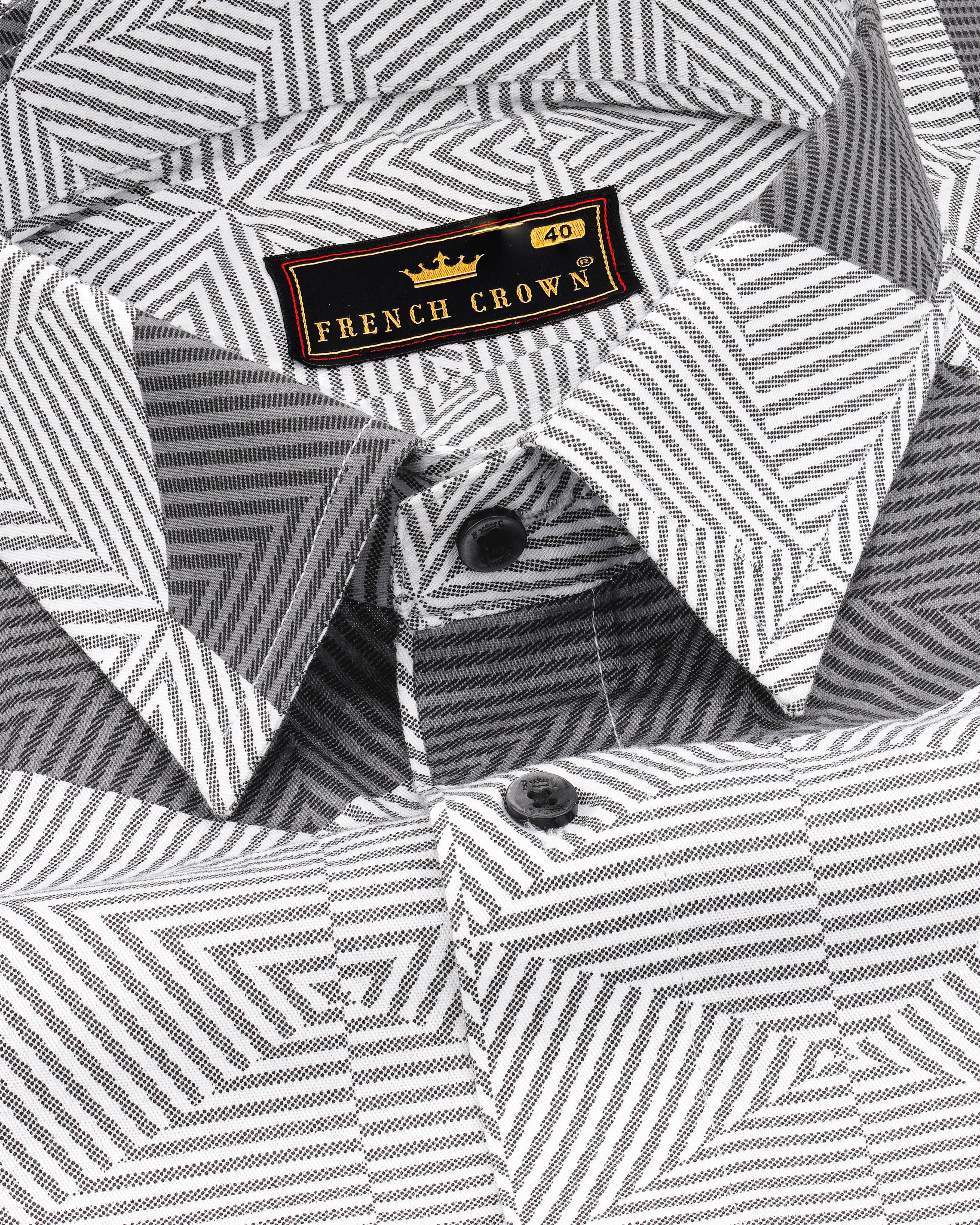Oslo Gray and Bright White 3D Printed Super Soft Premium Cotton Shirt