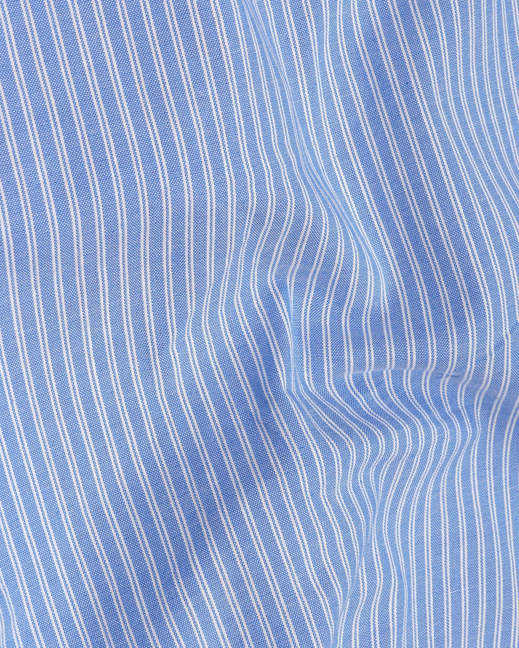 Indigo Blue and White Striped Royal Oxford Shirt