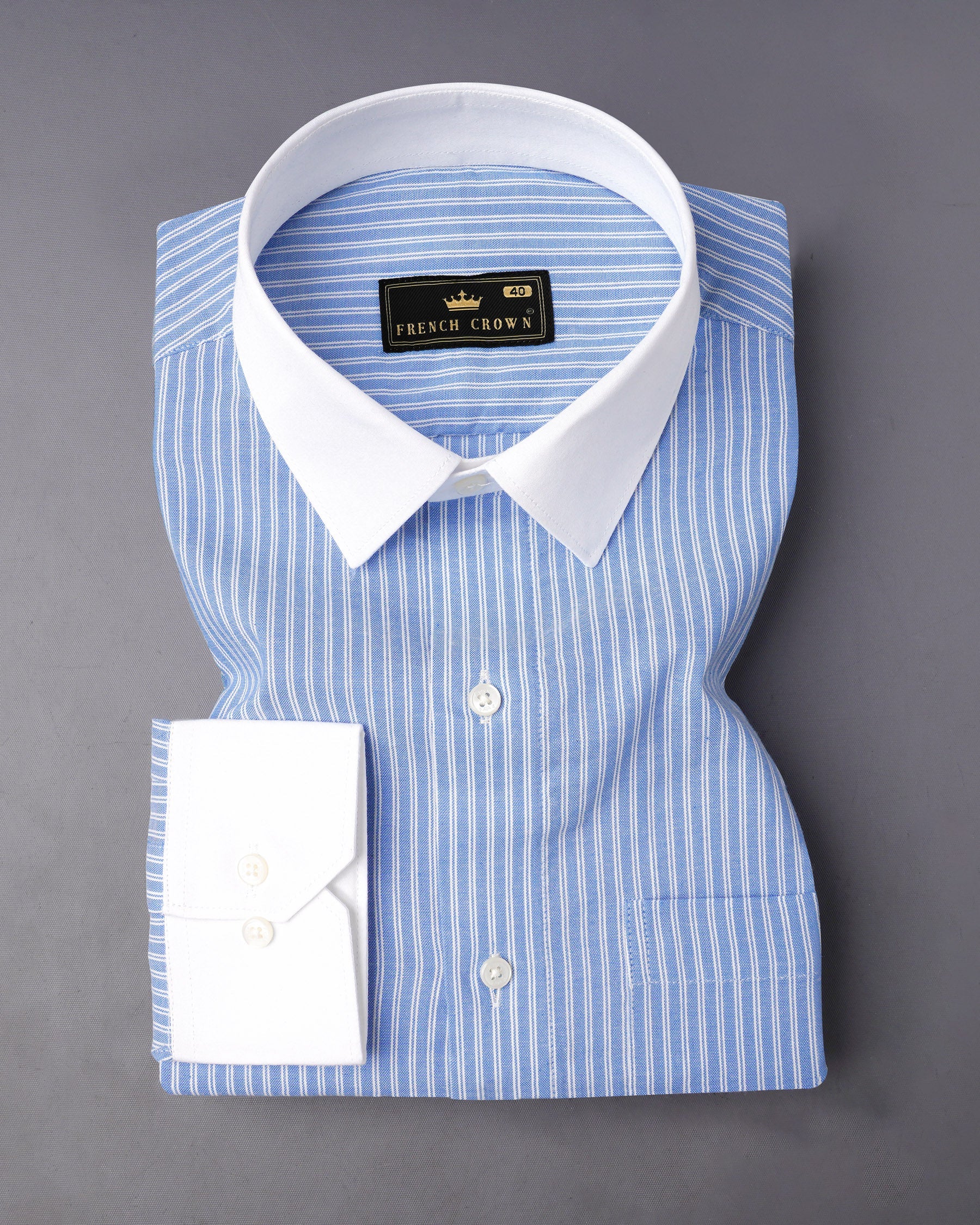 Indigo Blue and White Striped Royal Oxford Shirt