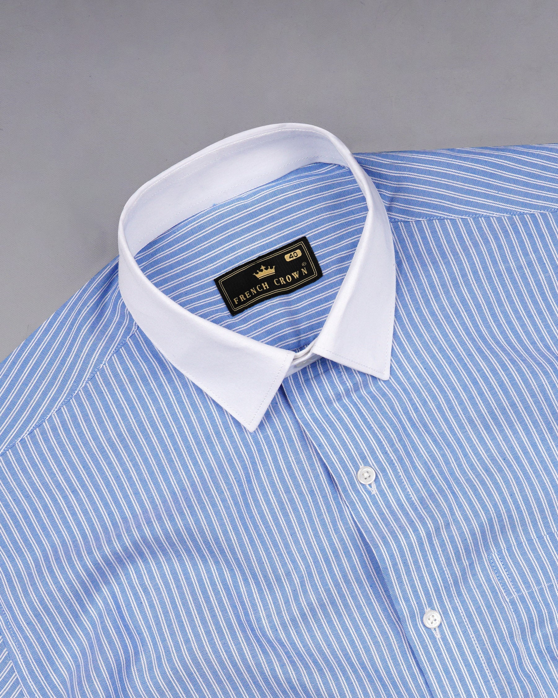 Indigo Blue and White Striped Royal Oxford Shirt