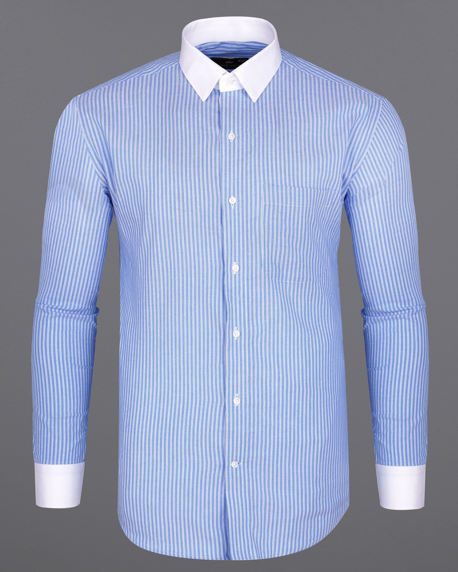 Indigo Blue and White Striped Royal Oxford Shirt