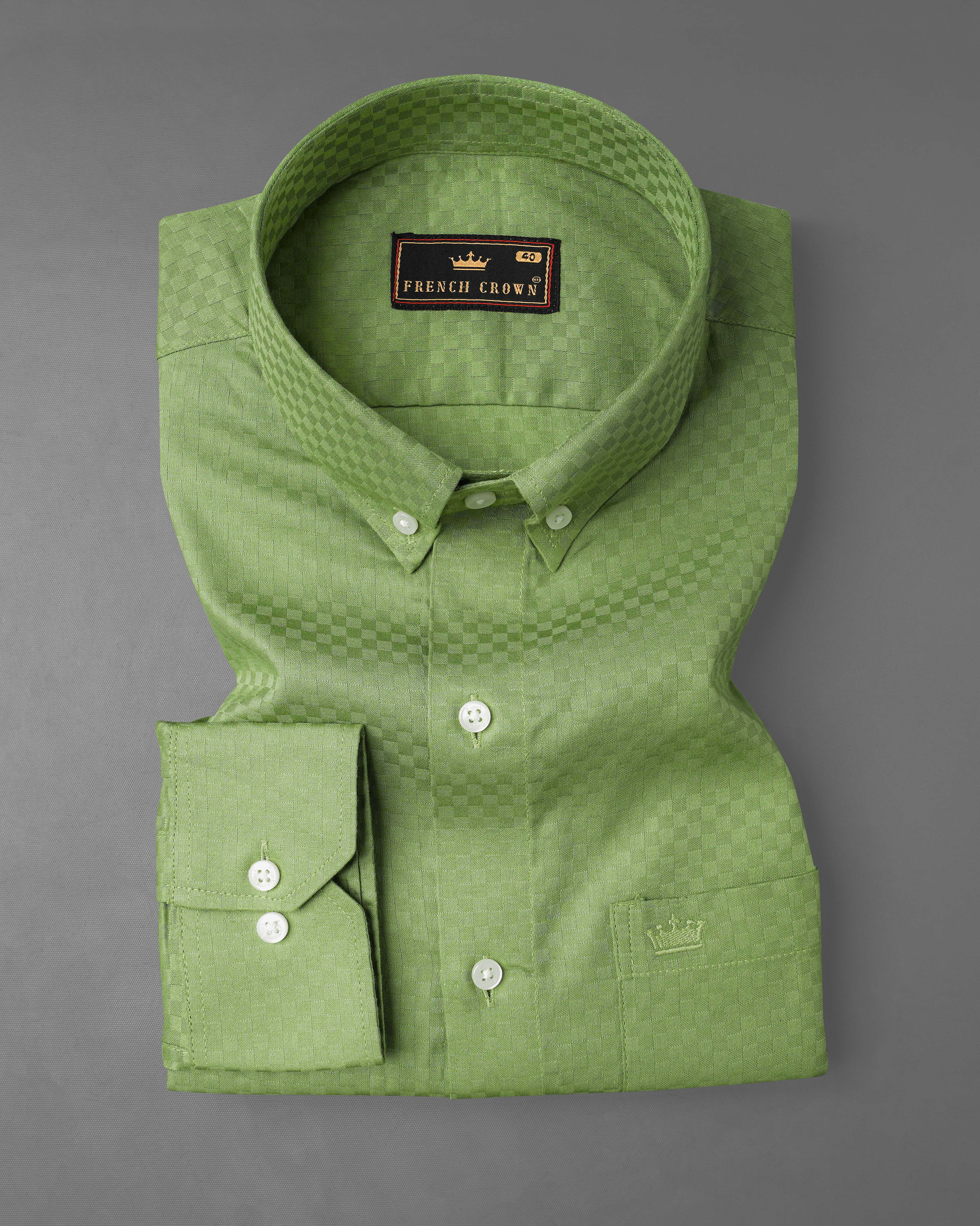 Asparagus Green Checked Dobby Textured Premium Giza Cotton Shirt 8118-BD-38, 8118-BD-H-38, 8118-BD-39, 8118-BD-H-39, 8118-BD-40, 8118-BD-H-40, 8118-BD-42, 8118-BD-H-42, 8118-BD-44, 8118-BD-H-44, 8118-BD-46, 8118-BD-H-46, 8118-BD-48, 8118-BD-H-48, 8118-BD-50, 8118-BD-H-50, 8118-BD-52, 8118-BD-H-52