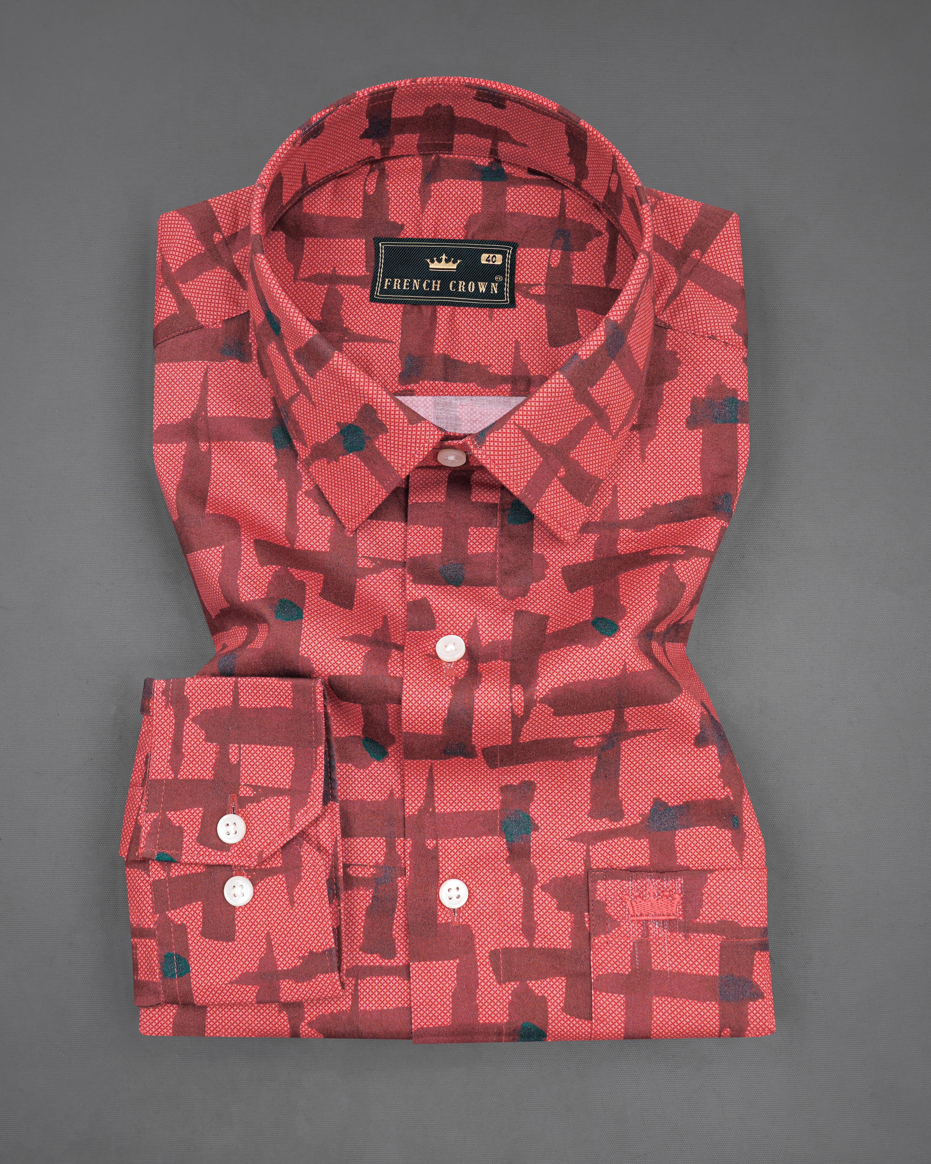 Pastel Pink with Deep Coffee Brown Abstract Printed Super Soft Premium Cotton Shirt 8190 -38,8190 -H-38,8190 -39,8190 -H-39,8190 -40,8190 -H-40,8190 -42,8190 -H-42,8190 -44,8190 -H-44,8190 -46,8190 -H-46,8190 -48,8190 -H-48,8190 -50,8190 -H-50,8190 -52,8190 -H-52