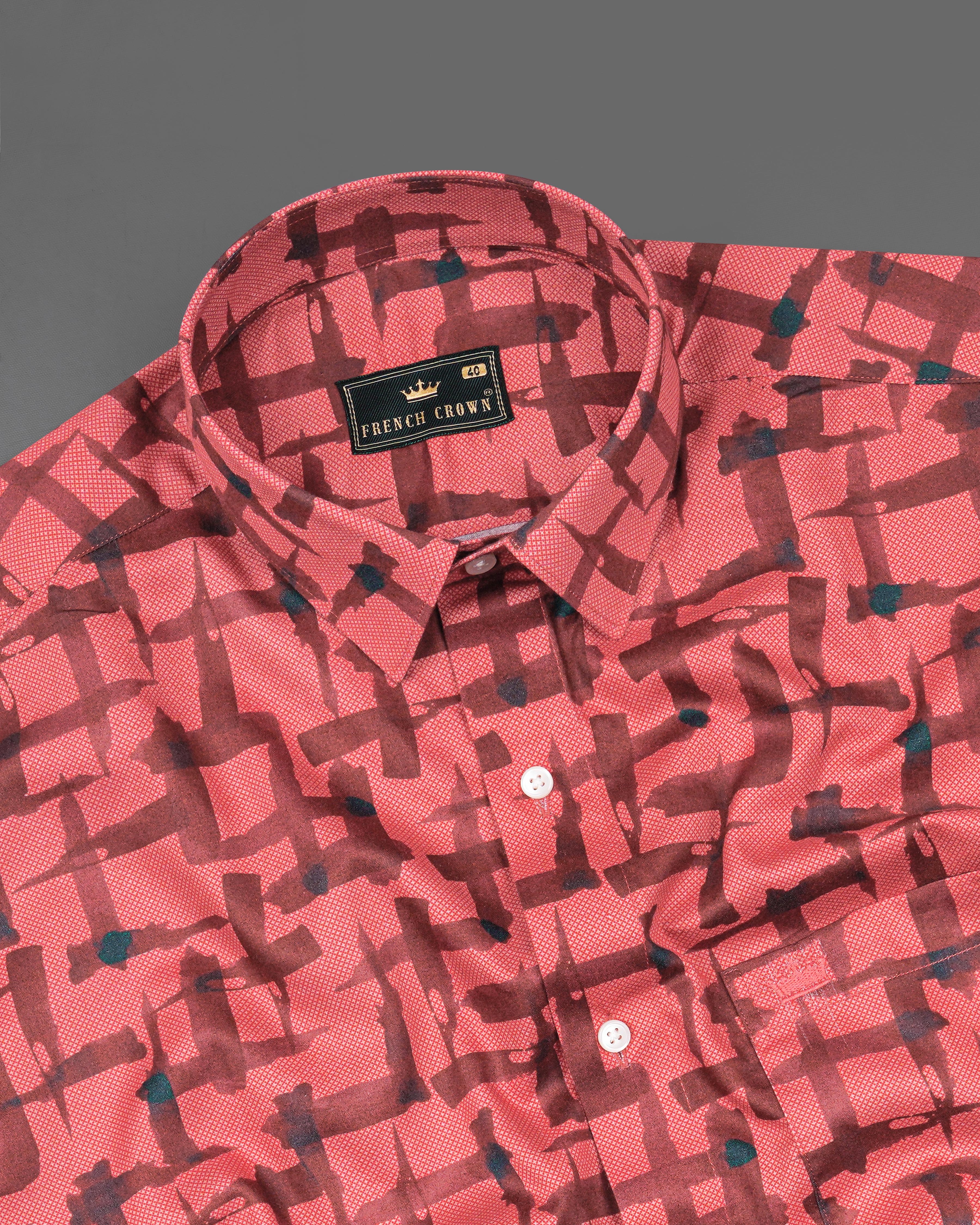 Pastel Pink with Deep Coffee Brown Abstract Printed Super Soft Premium Cotton Shirt 8190 -38,8190 -H-38,8190 -39,8190 -H-39,8190 -40,8190 -H-40,8190 -42,8190 -H-42,8190 -44,8190 -H-44,8190 -46,8190 -H-46,8190 -48,8190 -H-48,8190 -50,8190 -H-50,8190 -52,8190 -H-52