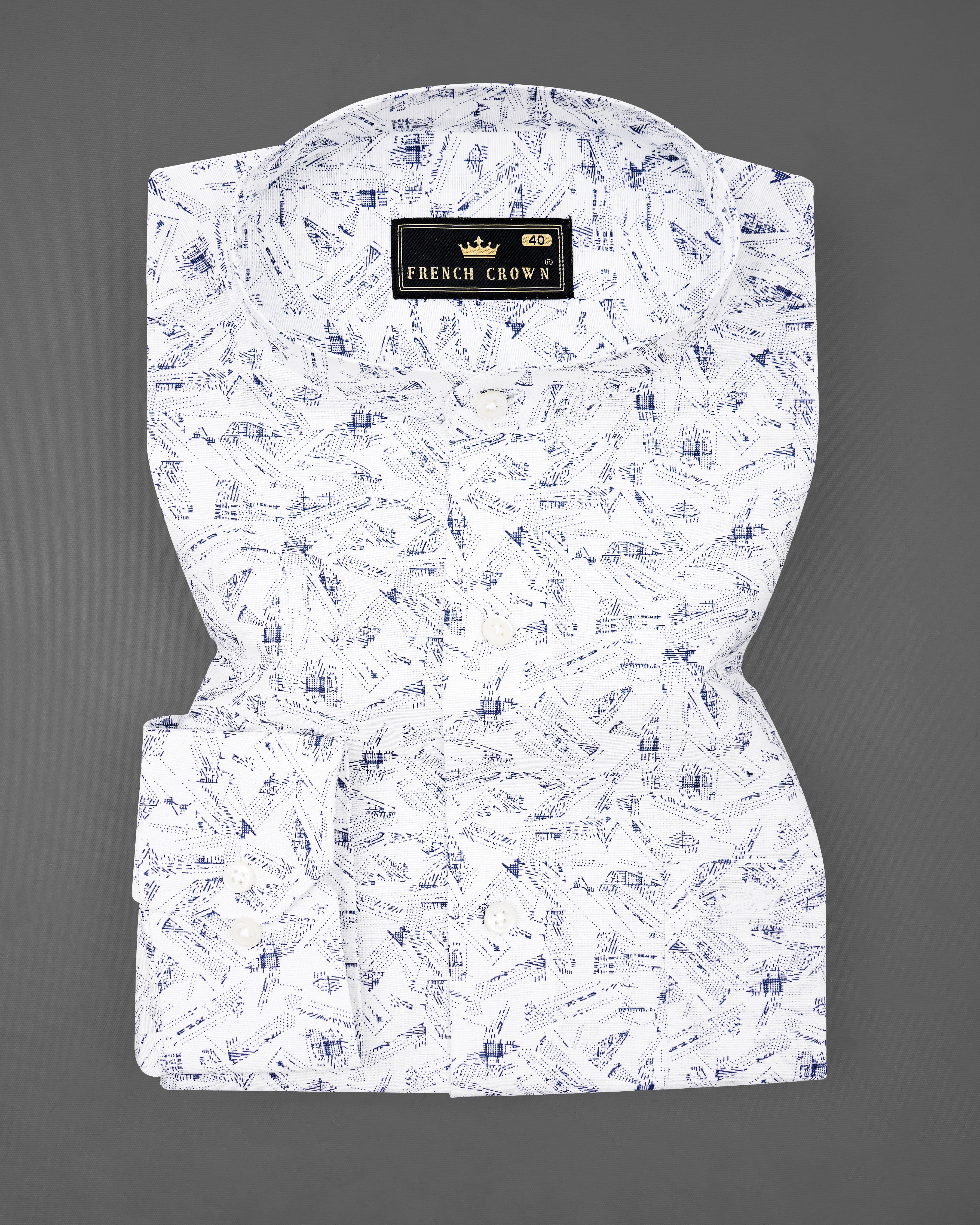 Bright White With Thunder Navy Blue Printed Luxurious Linen Shirt 8263-M-38, 8263-M-H-38, 8263-M-39, 8263-M-H-39, 8263-M-40, 8263-M-H-40, 8263-M-42, 8263-M-H-42, 8263-M-44, 8263-M-H-44, 8263-M-46, 8263-M-H-46, 8263-M-48, 8263-M-H-48, 8263-M-50, 8263-M-H-50, 8263-M-52, 8263-M-H-52
