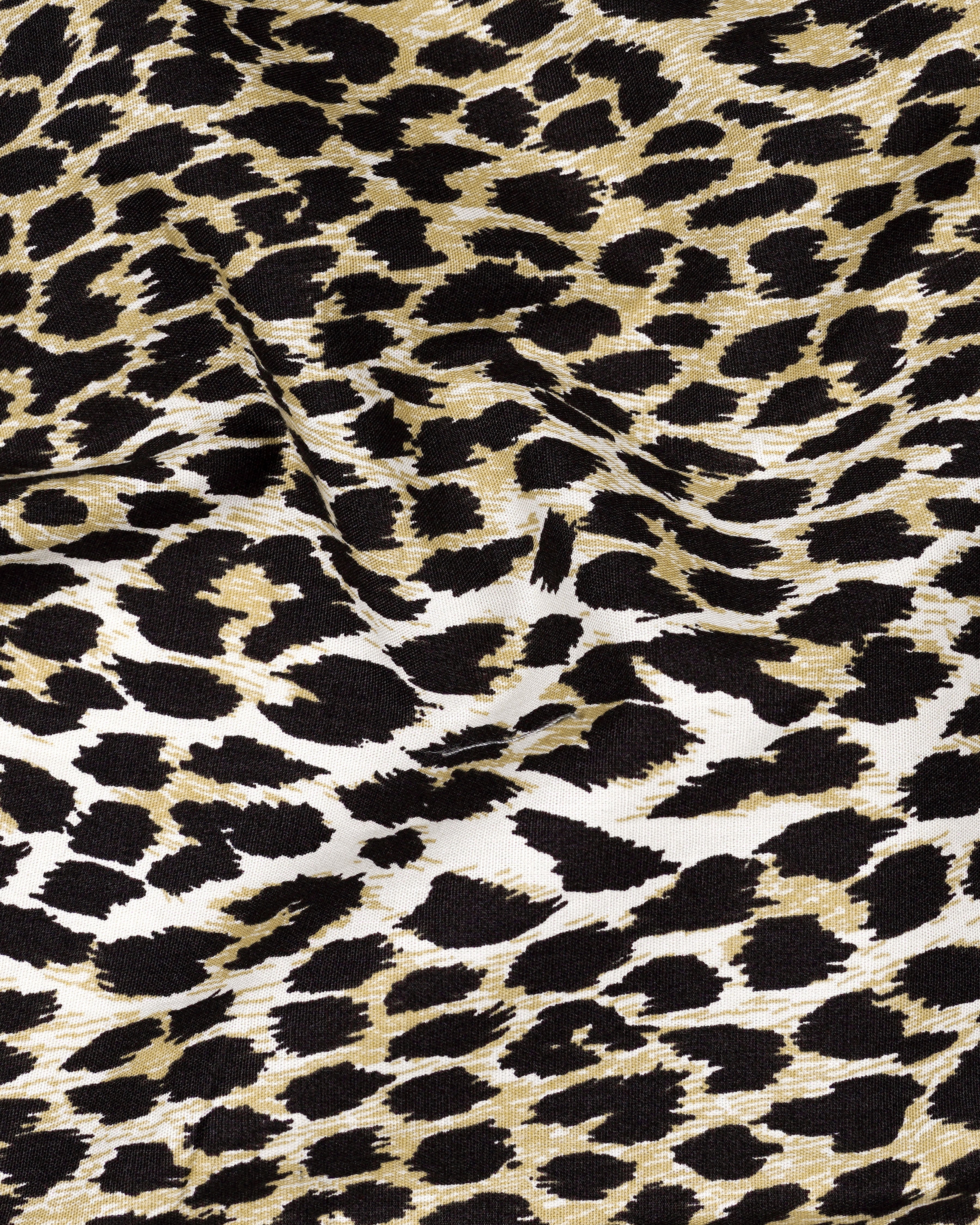 Cararra Cream with Brandy Brown and Black Leopard Striped Printed Premium Cotton Shirt 8364-CC-H-38,8364-CC-H-39,8364-CC-H-40,8364-CC-H-42,8364-CC-H-44,8364-CC-H-46,8364-CC-H-48,8364-CC-H-50, 8364-CC-H-52