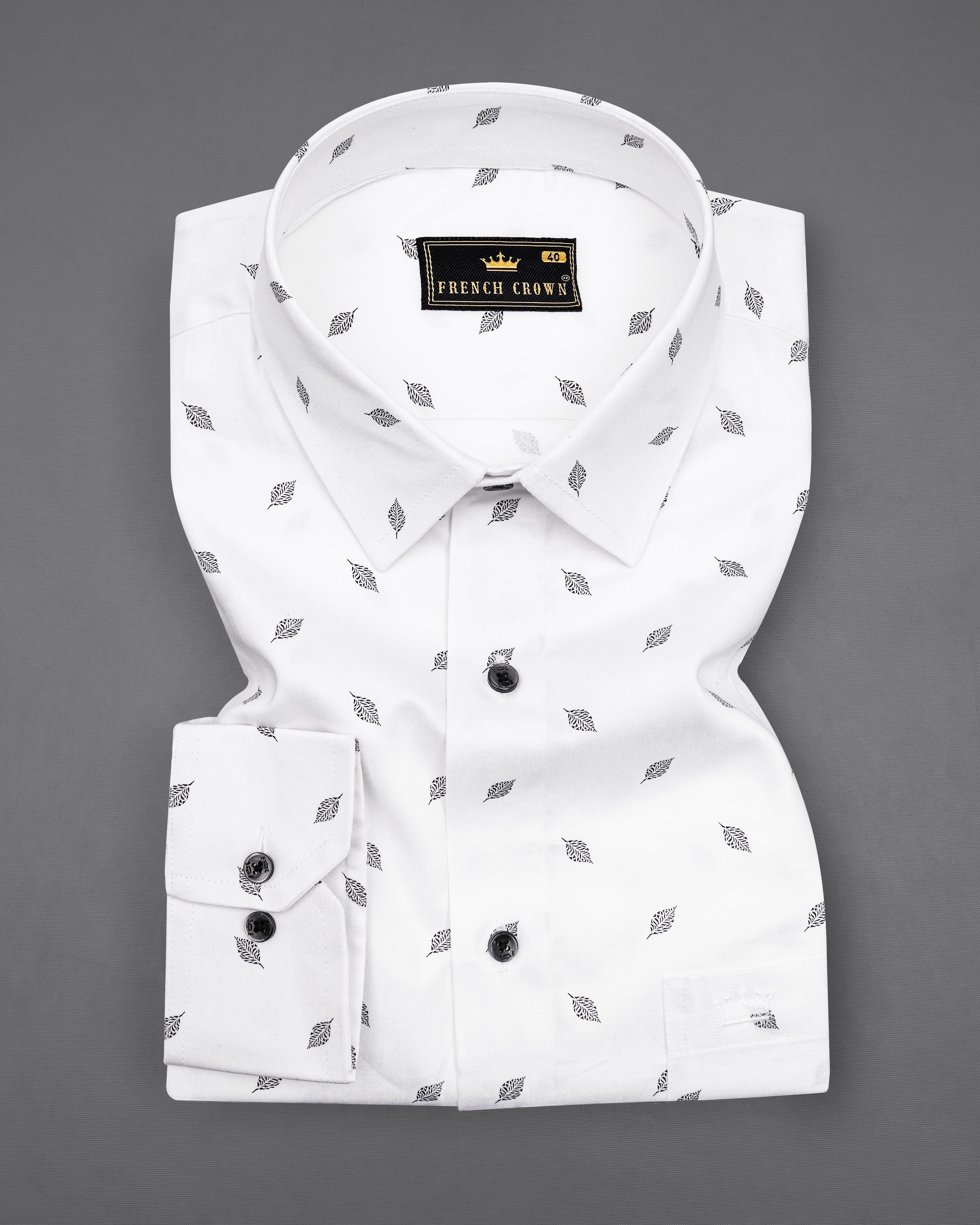 Bright White Leaves Printed Super Soft Premium Cotton Shirt 8397-BLK-38, 8397-BLK-H-38, 8397-BLK-39,8397-BLK-H-39, 8397-BLK-40, 8397-BLK-H-40, 8397-BLK-42, 8397-BLK-H-42, 8397-BLK-44, 8397-BLK-H-44, 8397-BLK-46, 8397-BLK-H-46, 8397-BLK-48, 8397-BLK-H-48, 8397-BLK-50, 8397-BLK-H-50, 8397-BLK-52, 8397-BLK-H-52