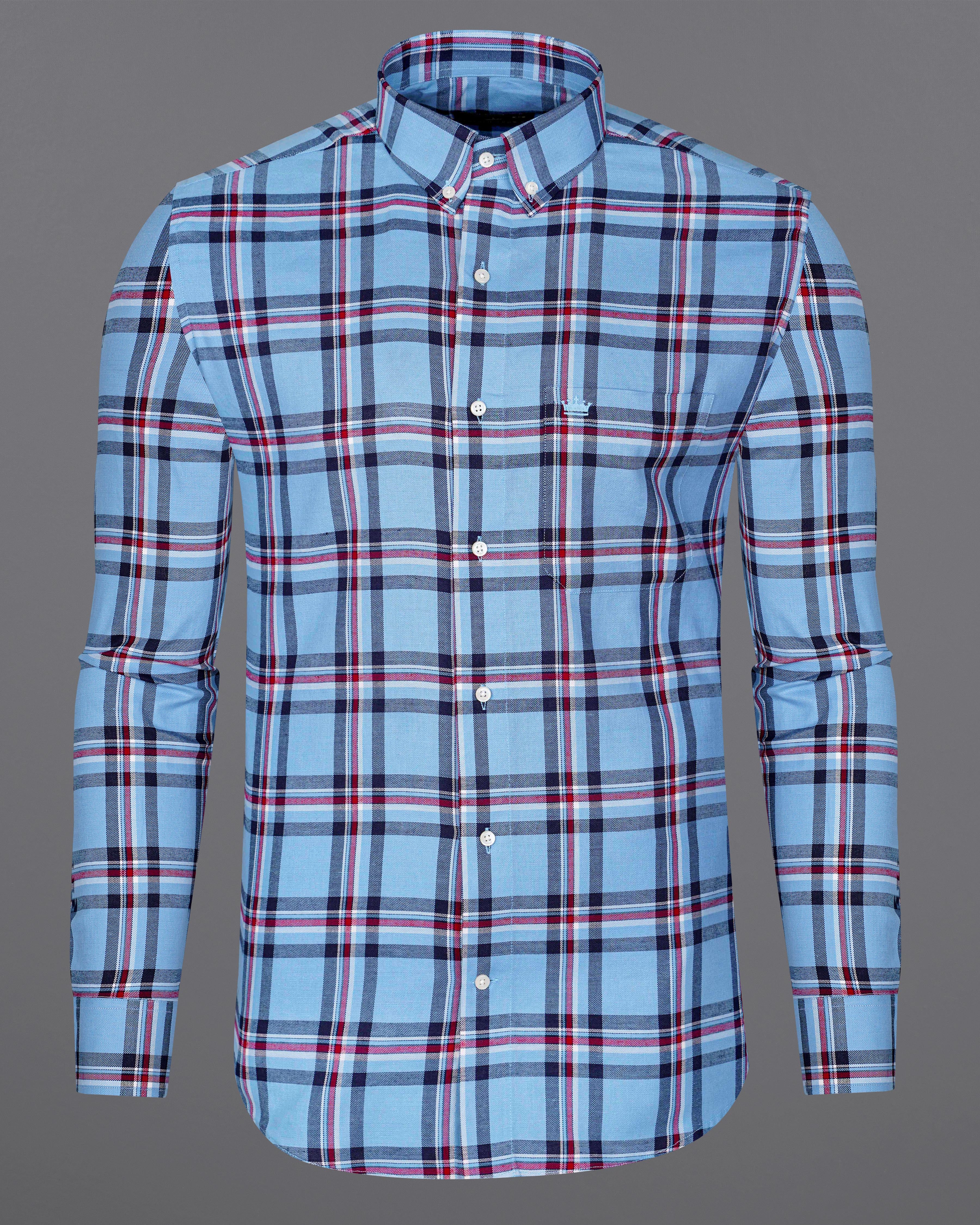 Seagull Sky Blue with Zodiac Navy Blue and Claret Red Plaid Royal Oxford Shirt 8490-BD-38,8490-BD-H-38,8490-BD-39,8490-BD-H-39,8490-BD-40,8490-BD-H-40,8490-BD-42,8490-BD-H-42,8490-BD-44,8490-BD-H-44,8490-BD-46,8490-BD-H-46,8490-BD-48,8490-BD-H-48,8490-BD-50,8490-BD-H-50,8490-BD-52,8490-BD-H-52