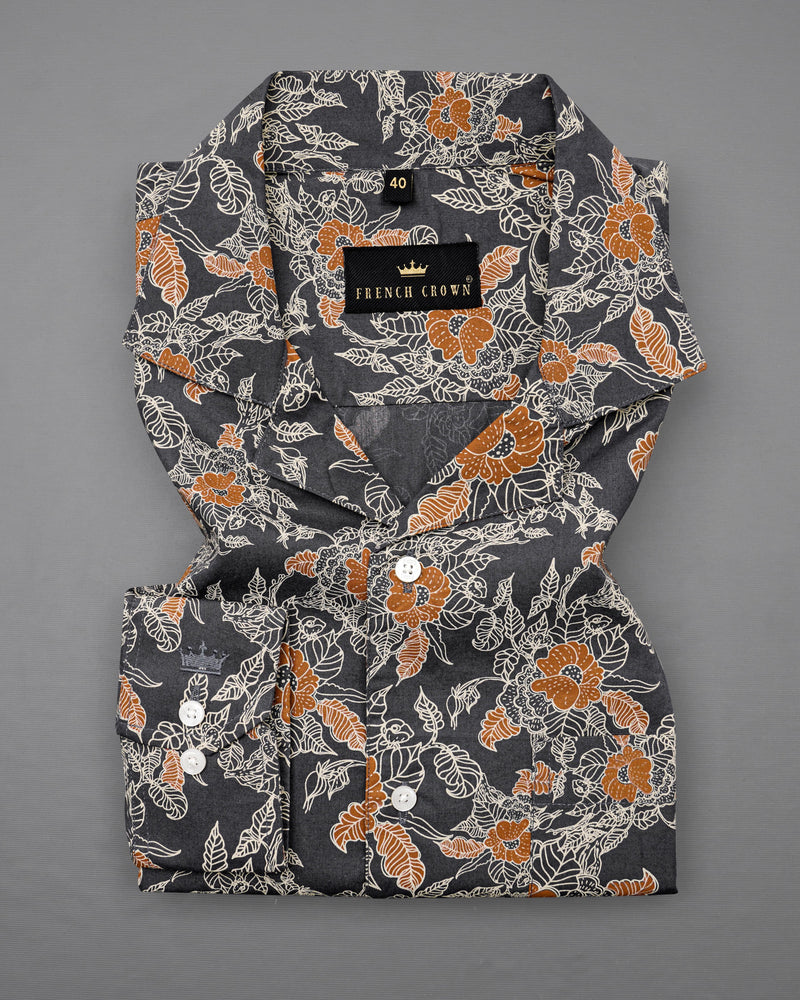 Iridium Gray Floral Printed Premium Cotton Shirt 8556-CC-38,8556-CC-H-38,8556-CC-39,8556-CC-H-39,8556-CC-40,8556-CC-H-40,8556-CC-42,8556-CC-H-42,8556-CC-44,8556-CC-H-44,8556-CC-46,8556-CC-H-46,8556-CC-48,8556-CC-H-48,8556-CC-50,8556-CC-H-50,8556-CC-52,8556-CC-H-52
