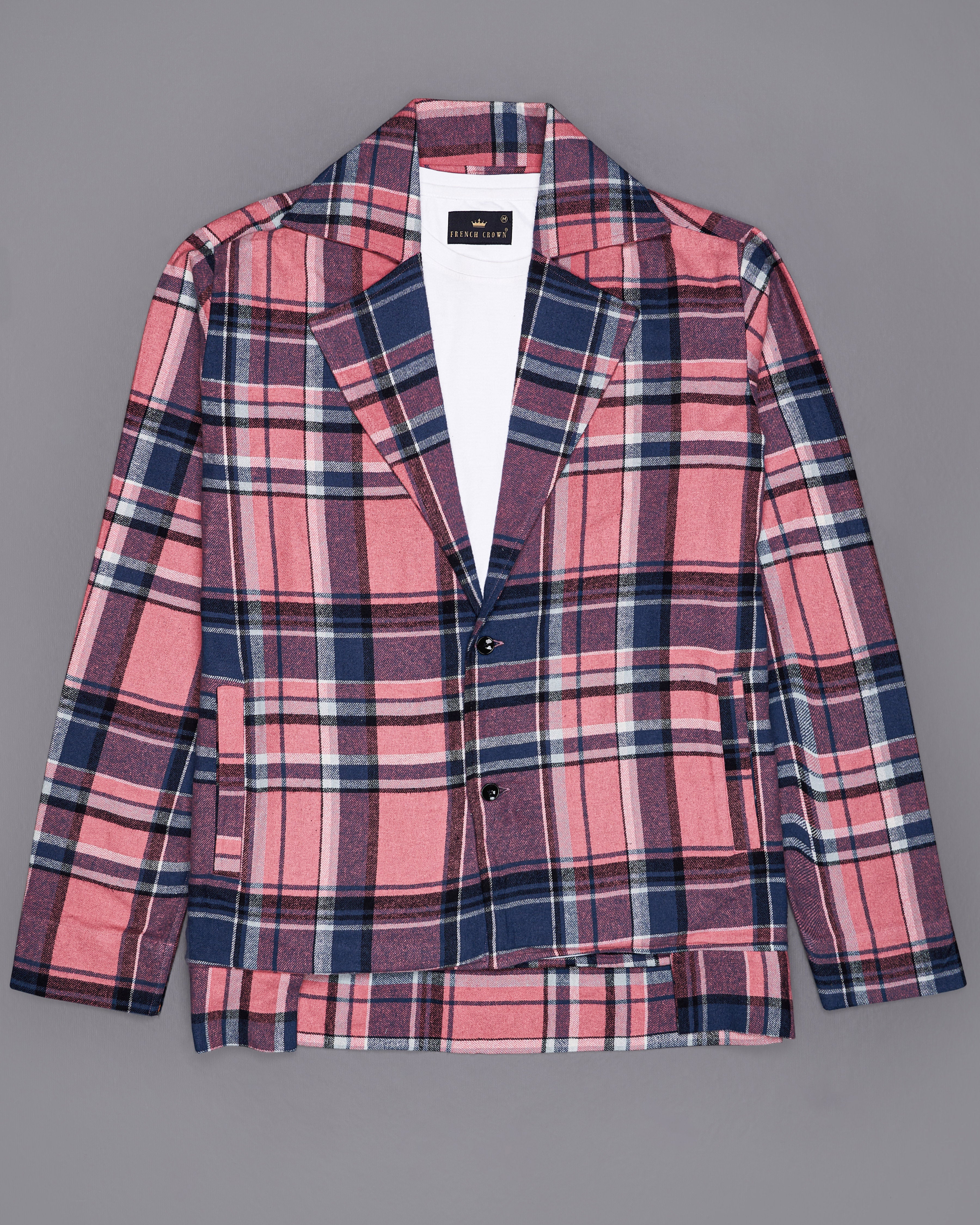 Oriental Pink with Zodiac Blue and Black Plaid Flannel Designer Shirt 8586-BJ22-38,8586-BJ22-H-38,8586-BJ22-39,8586-BJ22-H-39,8586-BJ22-40,8586-BJ22-H-40,8586-BJ22-42,8586-BJ22-H-42,8586-BJ22-44,8586-BJ22-H-44,8586-BJ22-46,8586-BJ22-H-46,8586-BJ22-48,8586-BJ22-H-48,8586-BJ22-50,8586-BJ22-H-50,8586-BJ22-52,8586-BJ22-H-52