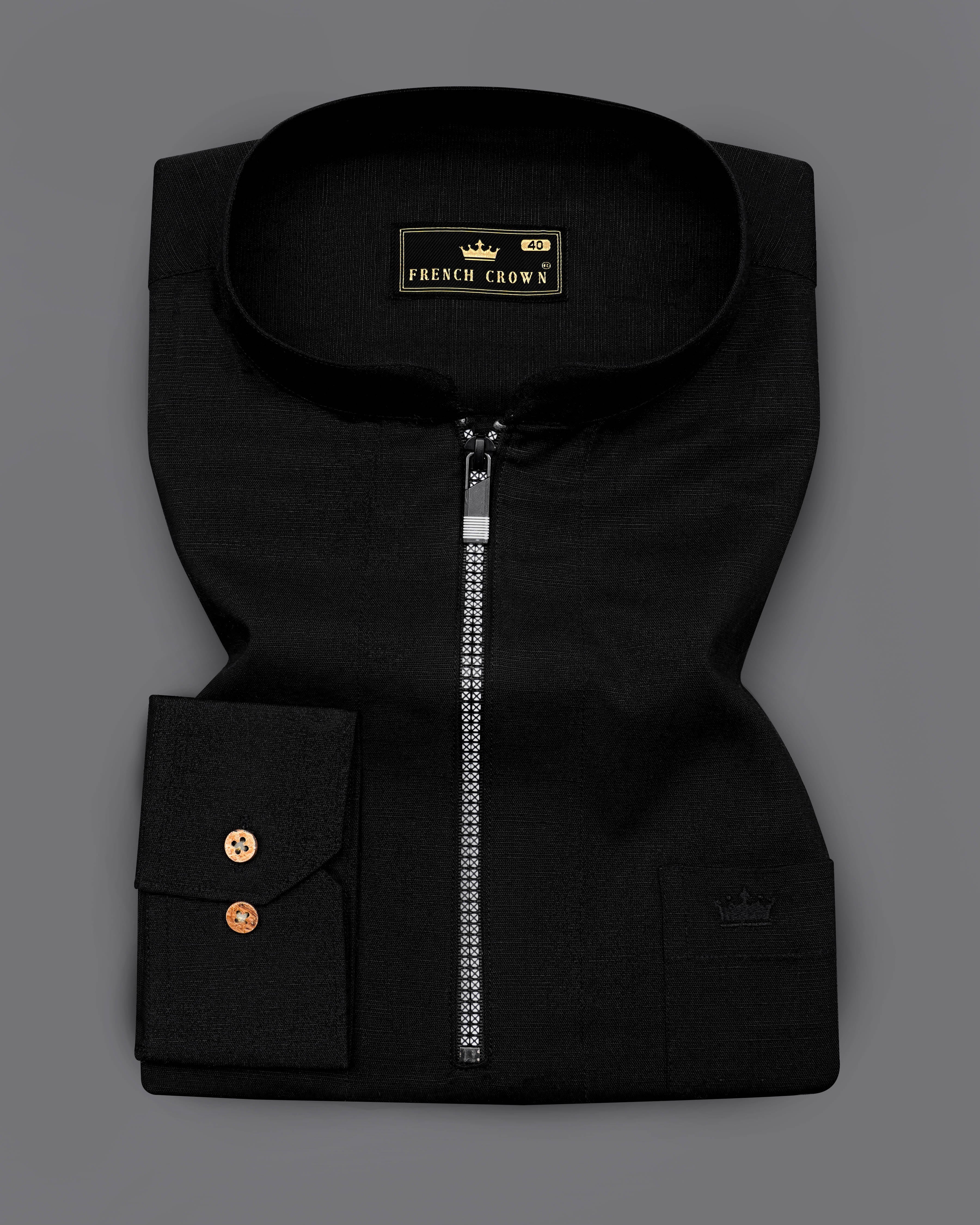 Jade Black Luxurious Linen Designer zipper Shirt 8593-M-KS-P76-38, 8593-M-KS-P76-H-38, 8593-M-KS-P76-39, 8593-M-KS-P76-H-39, 8593-M-KS-P76-40, 8593-M-KS-P76-H-40, 8593-M-KS-P76-42, 8593-M-KS-P76-H-42, 8593-M-KS-P76-44, 8593-M-KS-P76-H-44, 8593-M-KS-P76-46, 8593-M-KS-P76-H-46, 8593-M-KS-P76-48, 8593-M-KS-P76-H-48, 8593-M-KS-P76-50, 8593-M-KS-P76-H-50, 8593-M-KS-P76-52, 8593-M-KS-P76-H-52