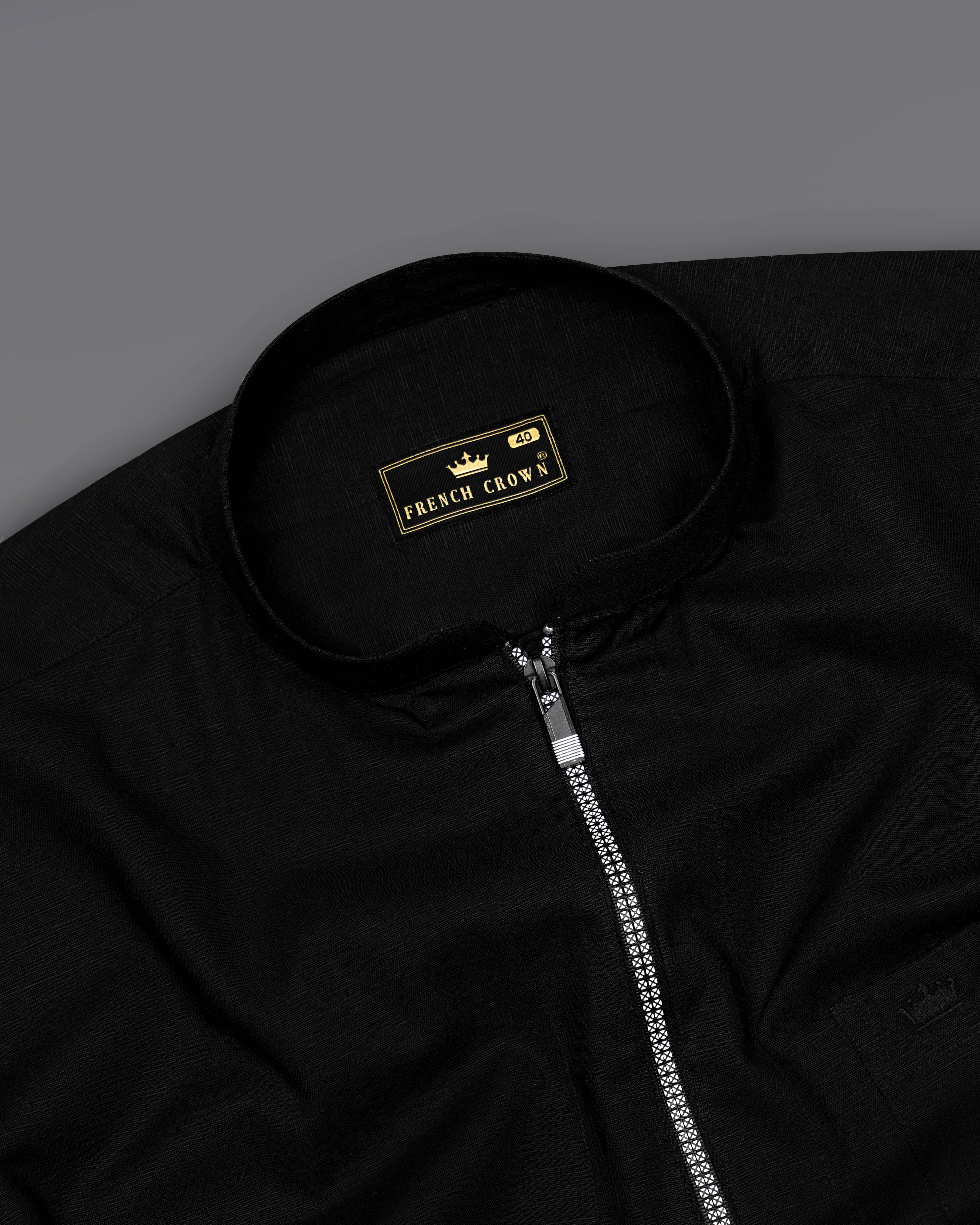 Jade Black Luxurious Linen Designer zipper Shirt 8593-M-KS-P76-38, 8593-M-KS-P76-H-38, 8593-M-KS-P76-39, 8593-M-KS-P76-H-39, 8593-M-KS-P76-40, 8593-M-KS-P76-H-40, 8593-M-KS-P76-42, 8593-M-KS-P76-H-42, 8593-M-KS-P76-44, 8593-M-KS-P76-H-44, 8593-M-KS-P76-46, 8593-M-KS-P76-H-46, 8593-M-KS-P76-48, 8593-M-KS-P76-H-48, 8593-M-KS-P76-50, 8593-M-KS-P76-H-50, 8593-M-KS-P76-52, 8593-M-KS-P76-H-52