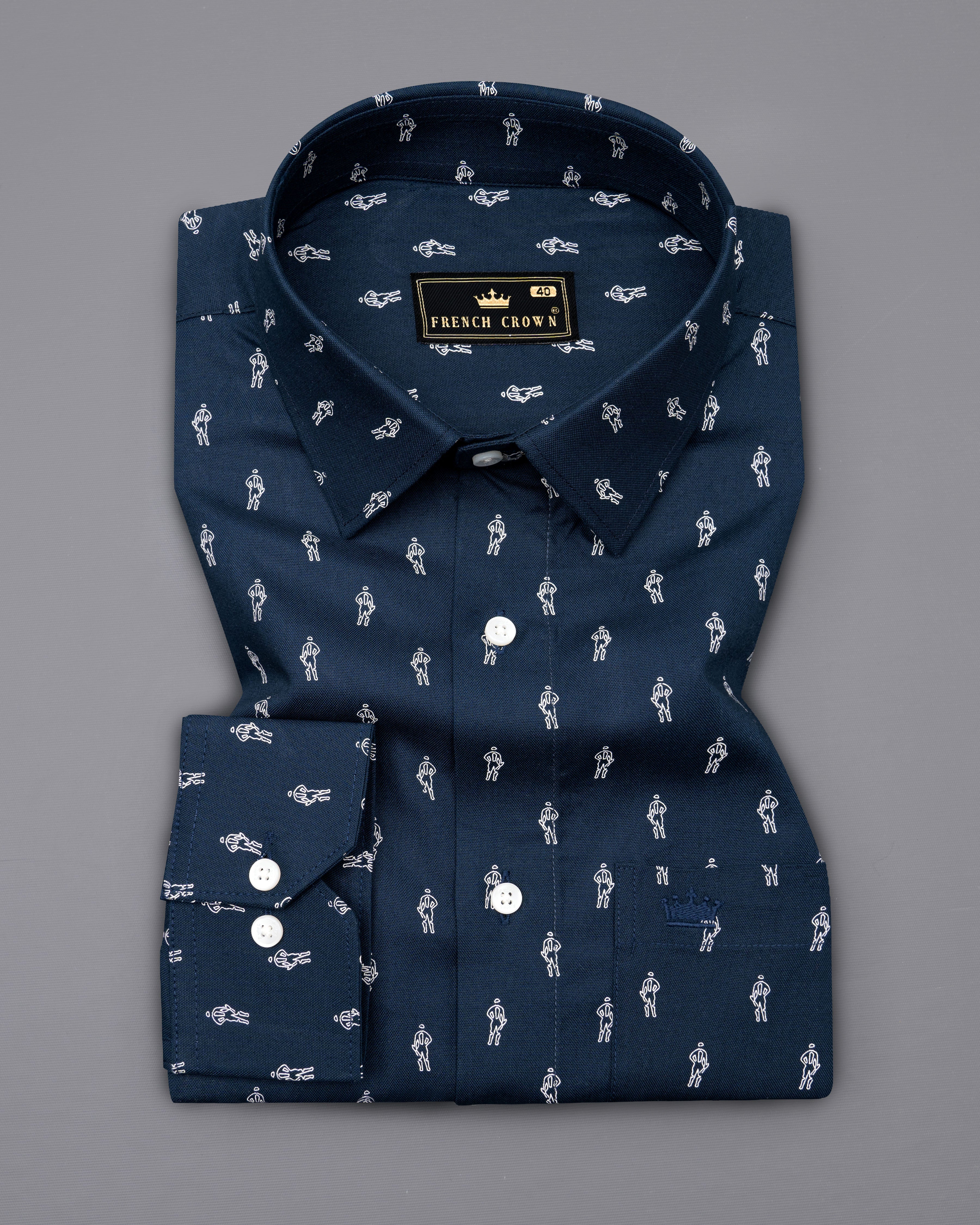 Firefly Blue Printed Royal Oxford Shirt  8626-38,8626-H-38,8626-39,8626-H-39,8626-40,8626-H-40,8626-42,8626-H-42,8626-44,8626-H-44,8626-46,8626-H-46,8626-48,8626-H-48,8626-50,8626-H-50,8626-52,8626-H-52