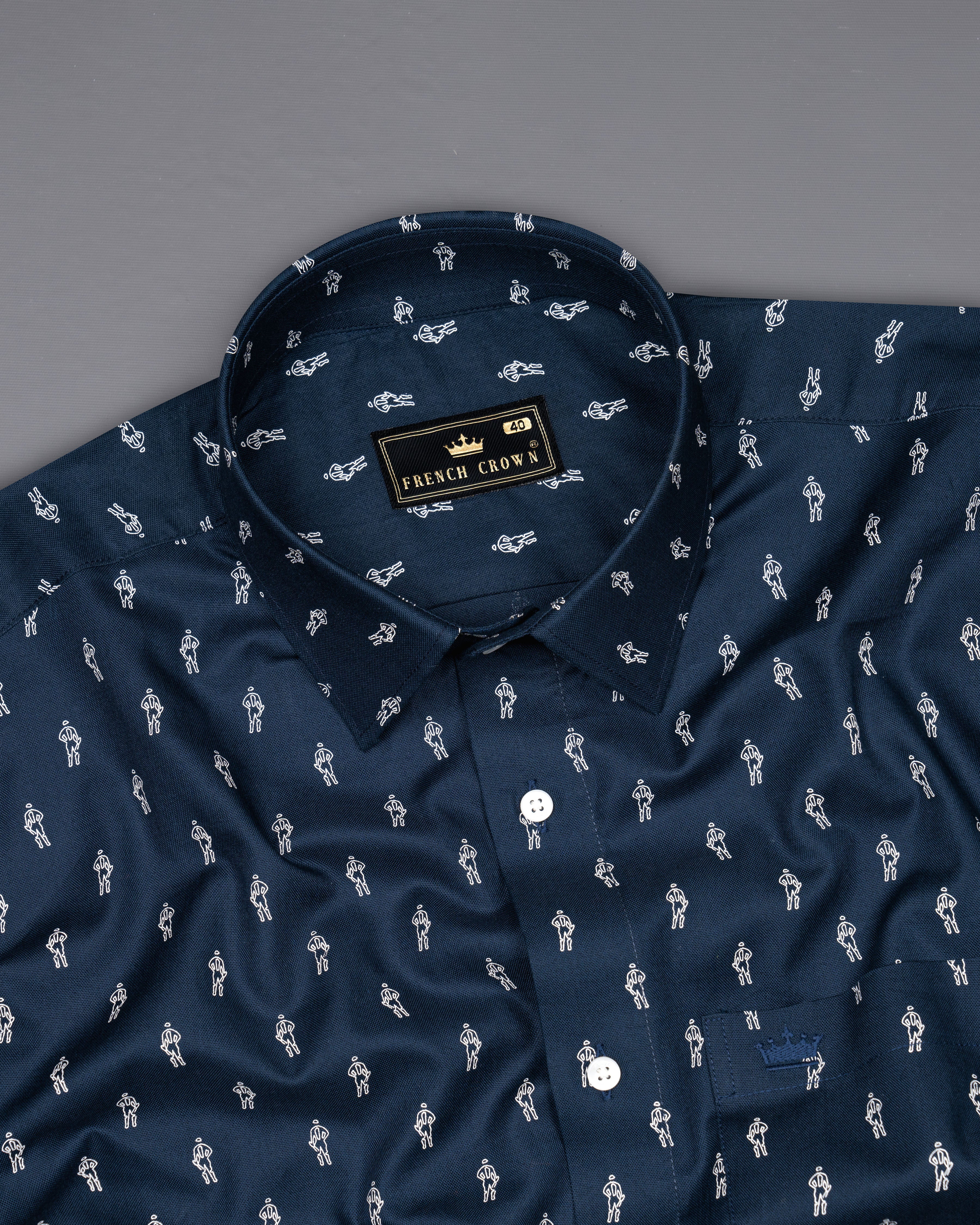 Firefly Blue Printed Royal Oxford Shirt  8626-38,8626-H-38,8626-39,8626-H-39,8626-40,8626-H-40,8626-42,8626-H-42,8626-44,8626-H-44,8626-46,8626-H-46,8626-48,8626-H-48,8626-50,8626-H-50,8626-52,8626-H-52