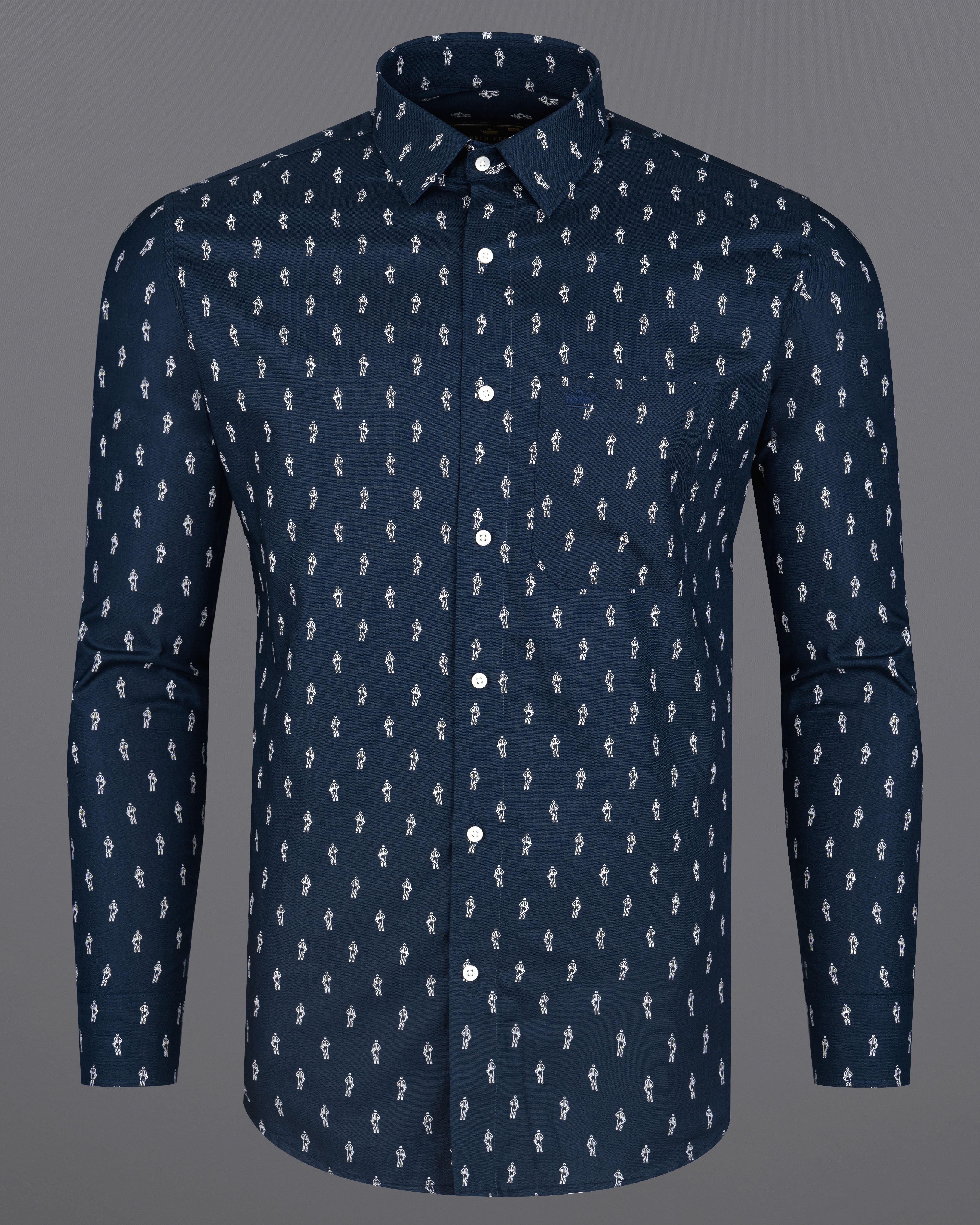 Firefly Blue Printed Royal Oxford Shirt  8626-38,8626-H-38,8626-39,8626-H-39,8626-40,8626-H-40,8626-42,8626-H-42,8626-44,8626-H-44,8626-46,8626-H-46,8626-48,8626-H-48,8626-50,8626-H-50,8626-52,8626-H-52