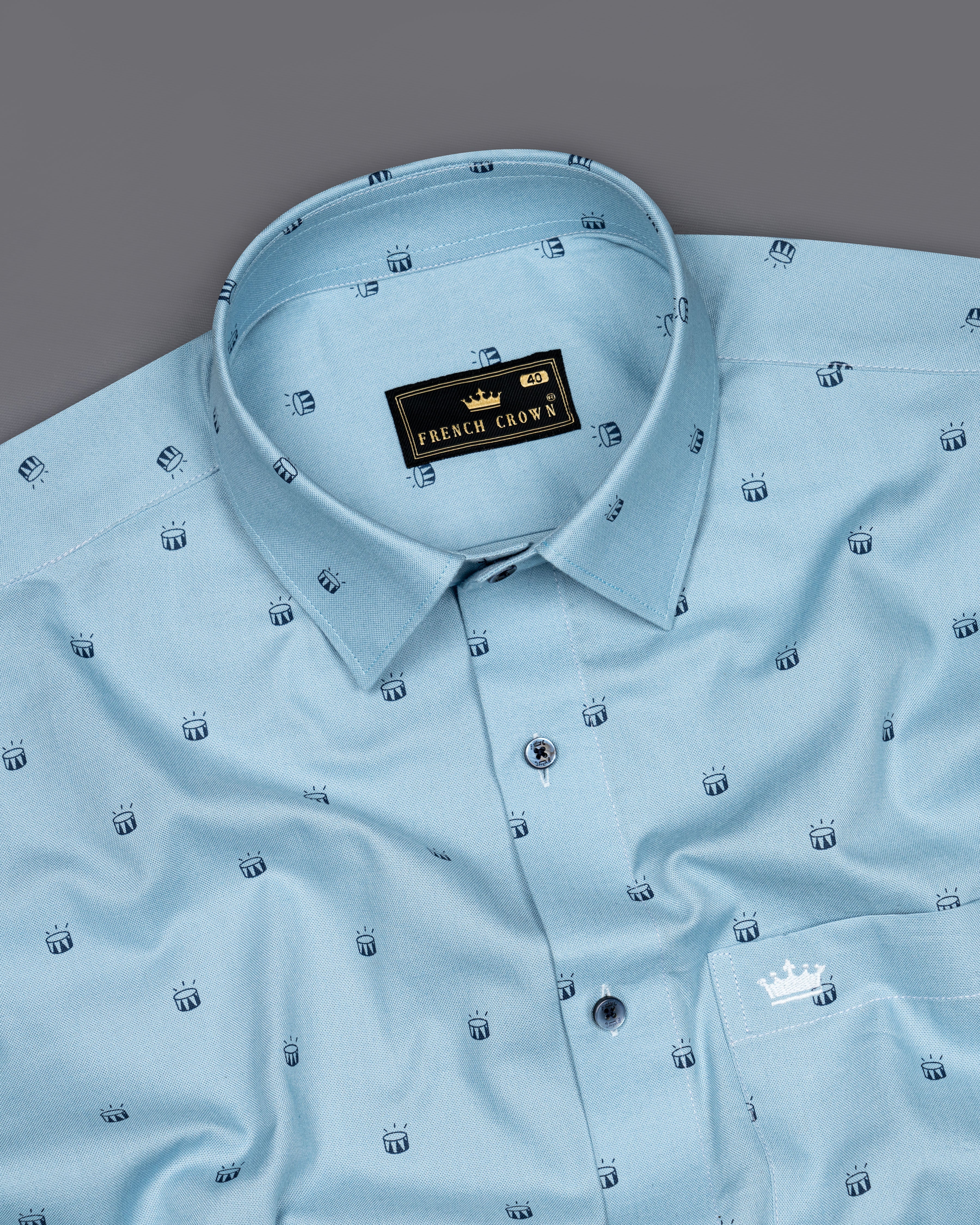 Carolina Blue Drums Printed Royal Oxford Shirt 8632-BLE-38,8632-BLE-H-38,8632-BLE-39,8632-BLE-H-39,8632-BLE-40,8632-BLE-H-40,8632-BLE-42,8632-BLE-H-42,8632-BLE-44,8632-BLE-H-44,8632-BLE-46,8632-BLE-H-46,8632-BLE-48,8632-BLE-H-48,8632-BLE-50,8632-BLE-H-50,8632-BLE-52,8632-BLE-H-52