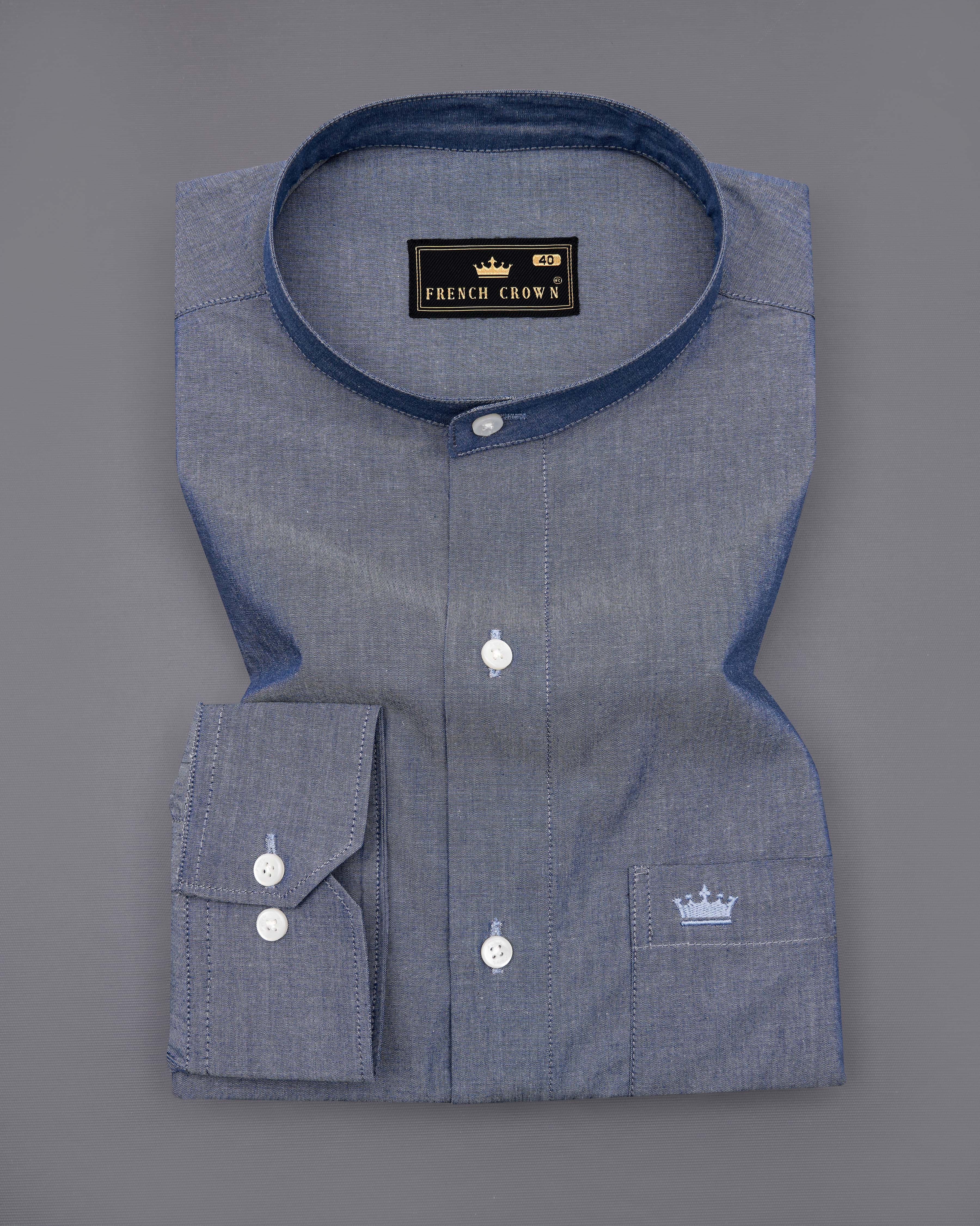 Shuttle Gray chambray mandarin collared Shirt 8649-M-38,8649-M-H-38,8649-M-39,8649-M-H-39,8649-M-40,8649-M-H-40,8649-M-42,8649-M-H-42,8649-M-44,8649-M-H-44,8649-M-46,8649-M-H-46,8649-M-48,8649-M-H-48,8649-M-50,8649-M-H-50,8649-M-52,8649-M-H-52