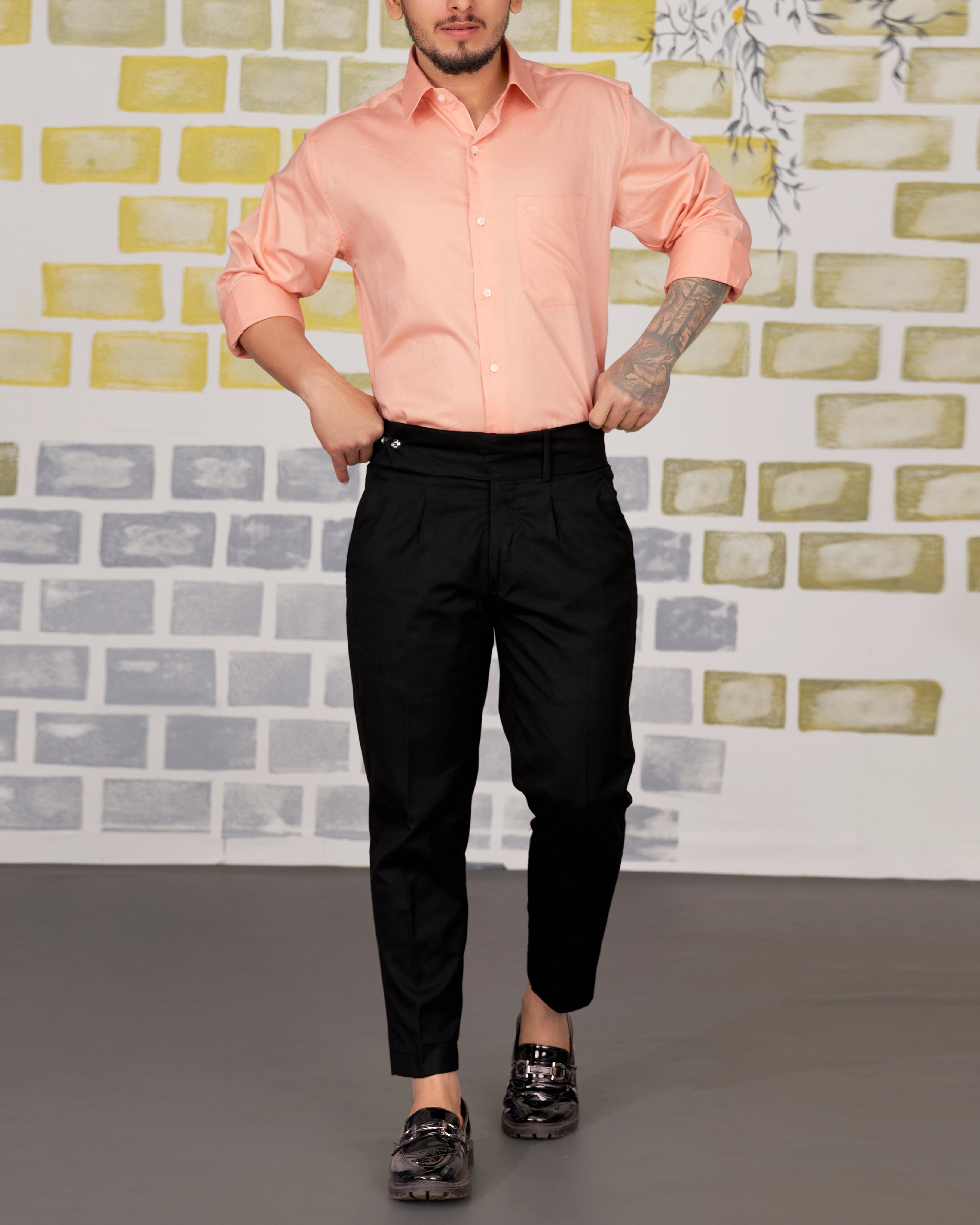 Melon Peach Subtle Sheen Super Soft Premium Cotton Shirt