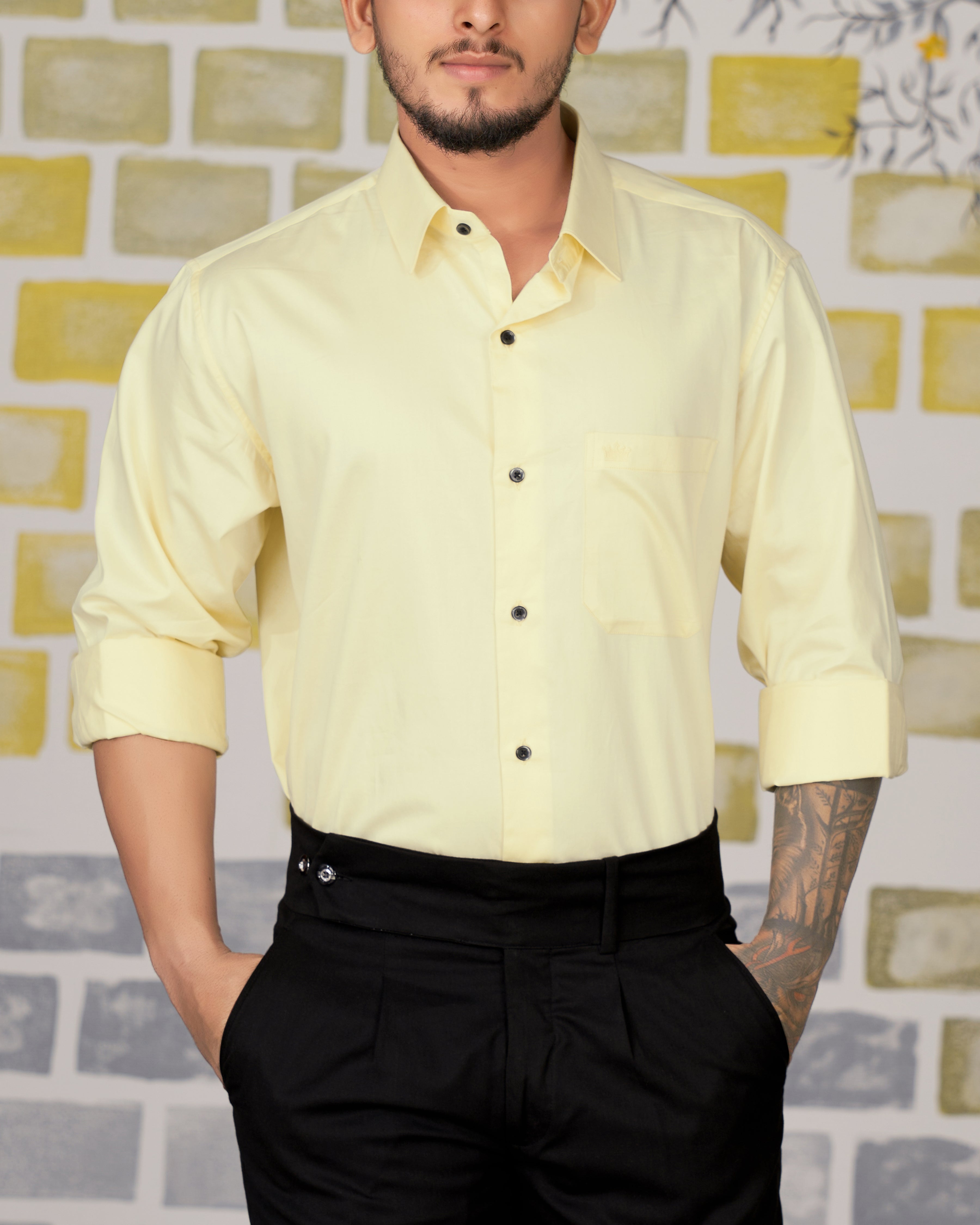 Oasis Yellow Subtle Sheen Super Soft Super Soft Premium Cotton Shirt 8697-BLK-38, 8697-BLK-H-38, 8697-BLK-39, 8697-BLK-H-39, 8697-BLK-40, 8697-BLK-H-40, 8697-BLK-42, 8697-BLK-H-42, 8697-BLK-44, 8697-BLK-H-44, 8697-BLK-46, 8697-BLK-H-46, 8697-BLK-48, 8697-BLK-H-48, 8697-BLK-50, 8697-BLK-H-50, 8697-BLK-52, 8697-BLK-H-52