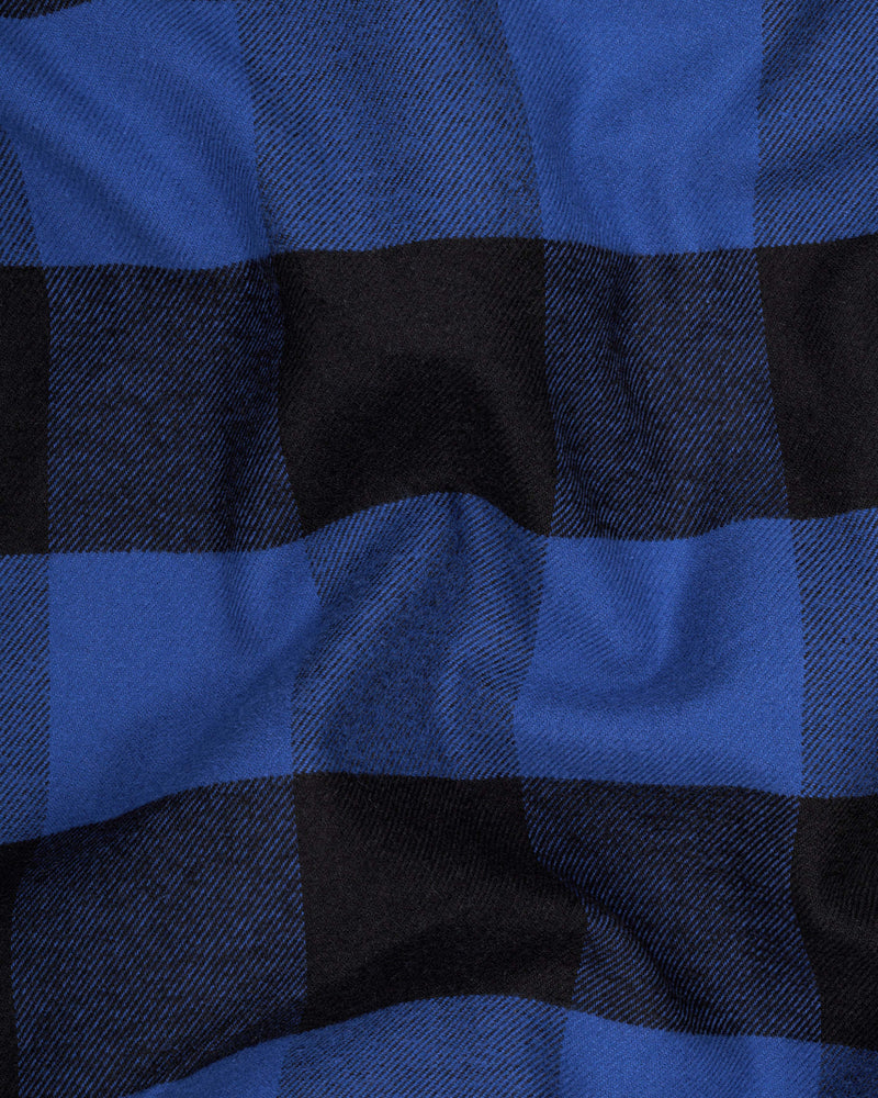 Endeavour Blue with Jade Black Checked Flannel Shirt 8706-38,8706-H-38,8706-39,8706-H-39,8706-40,8706-H-40,8706-42,8706-H-42,8706-44,8706-H-44,8706-46,8706-H-46,8706-48,8706-H-48,8706-50,8706-H-50,8706-52,8706-H-52