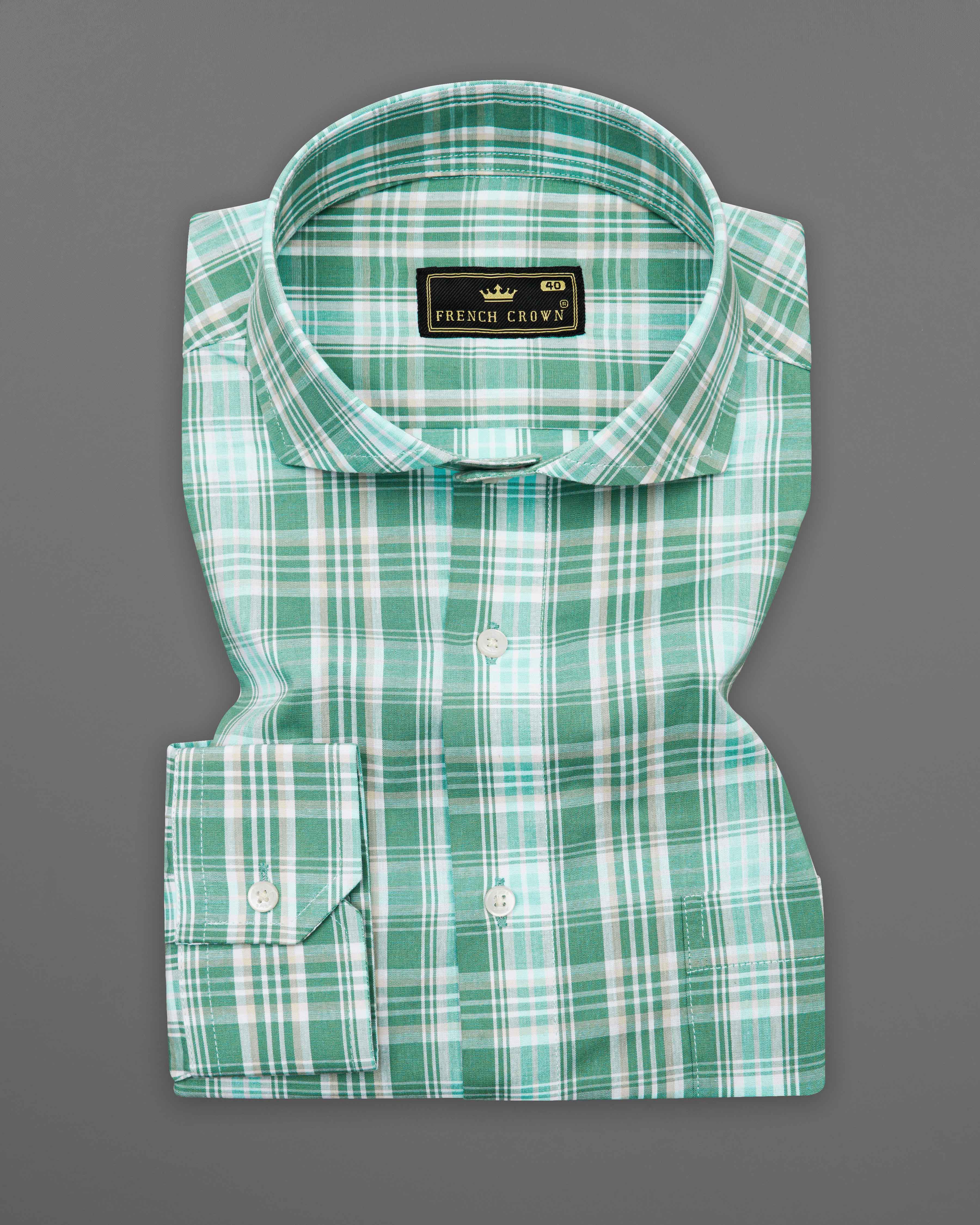 Viridian Green with Chinook Blue Plaid Premium Cotton Shirt  8709-CA-38,8709-CA-H-38,8709-CA-39,8709-CA-H-39,8709-CA-40,8709-CA-H-40,8709-CA-42,8709-CA-H-42,8709-CA-44,8709-CA-H-44,8709-CA-46,8709-CA-H-46,8709-CA-48,8709-CA-H-48,8709-CA-50,8709-CA-H-50,8709-CA-52,8709-CA-H-52