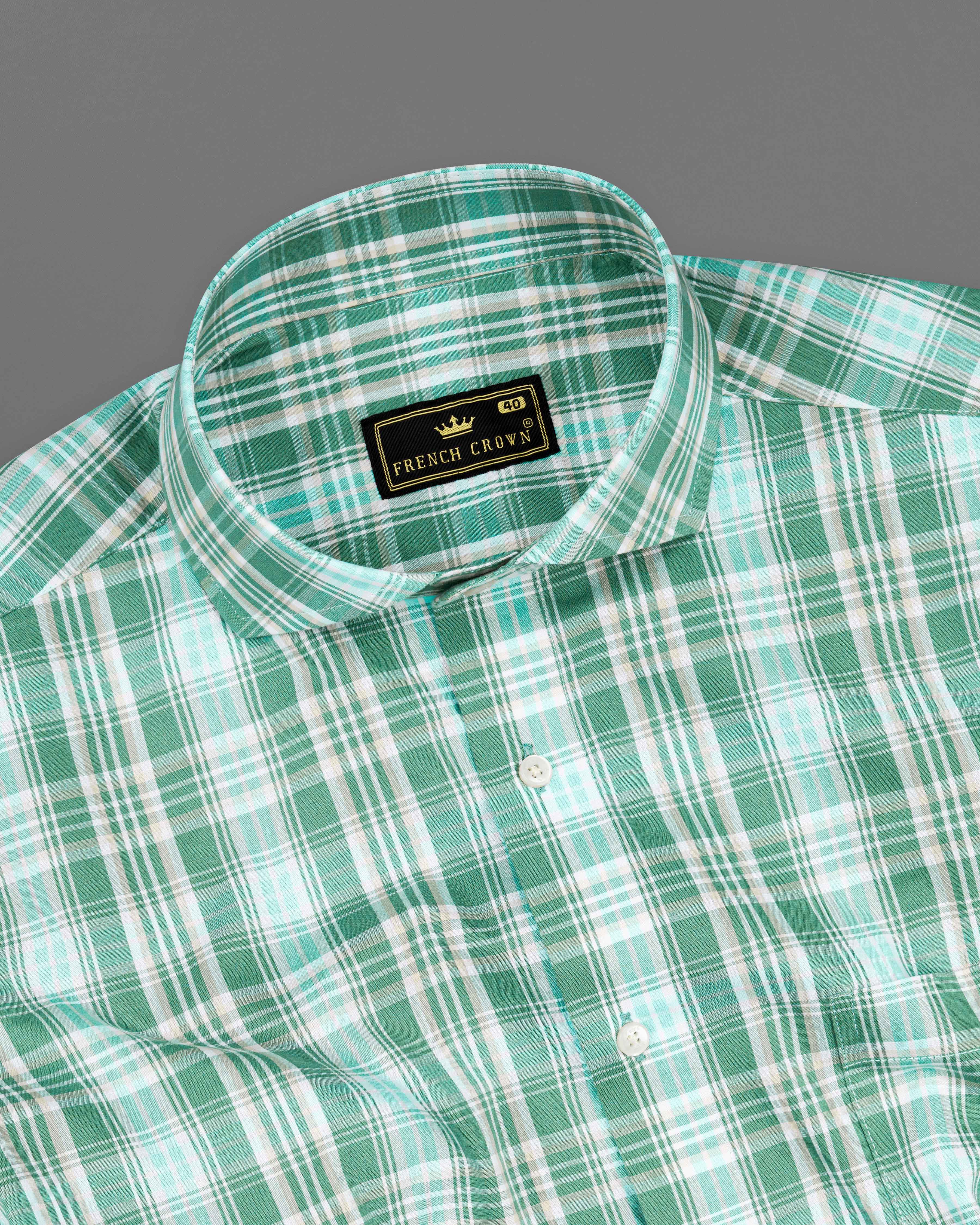 Viridian Green with Chinook Blue Plaid Premium Cotton Shirt  8709-CA-38,8709-CA-H-38,8709-CA-39,8709-CA-H-39,8709-CA-40,8709-CA-H-40,8709-CA-42,8709-CA-H-42,8709-CA-44,8709-CA-H-44,8709-CA-46,8709-CA-H-46,8709-CA-48,8709-CA-H-48,8709-CA-50,8709-CA-H-50,8709-CA-52,8709-CA-H-52