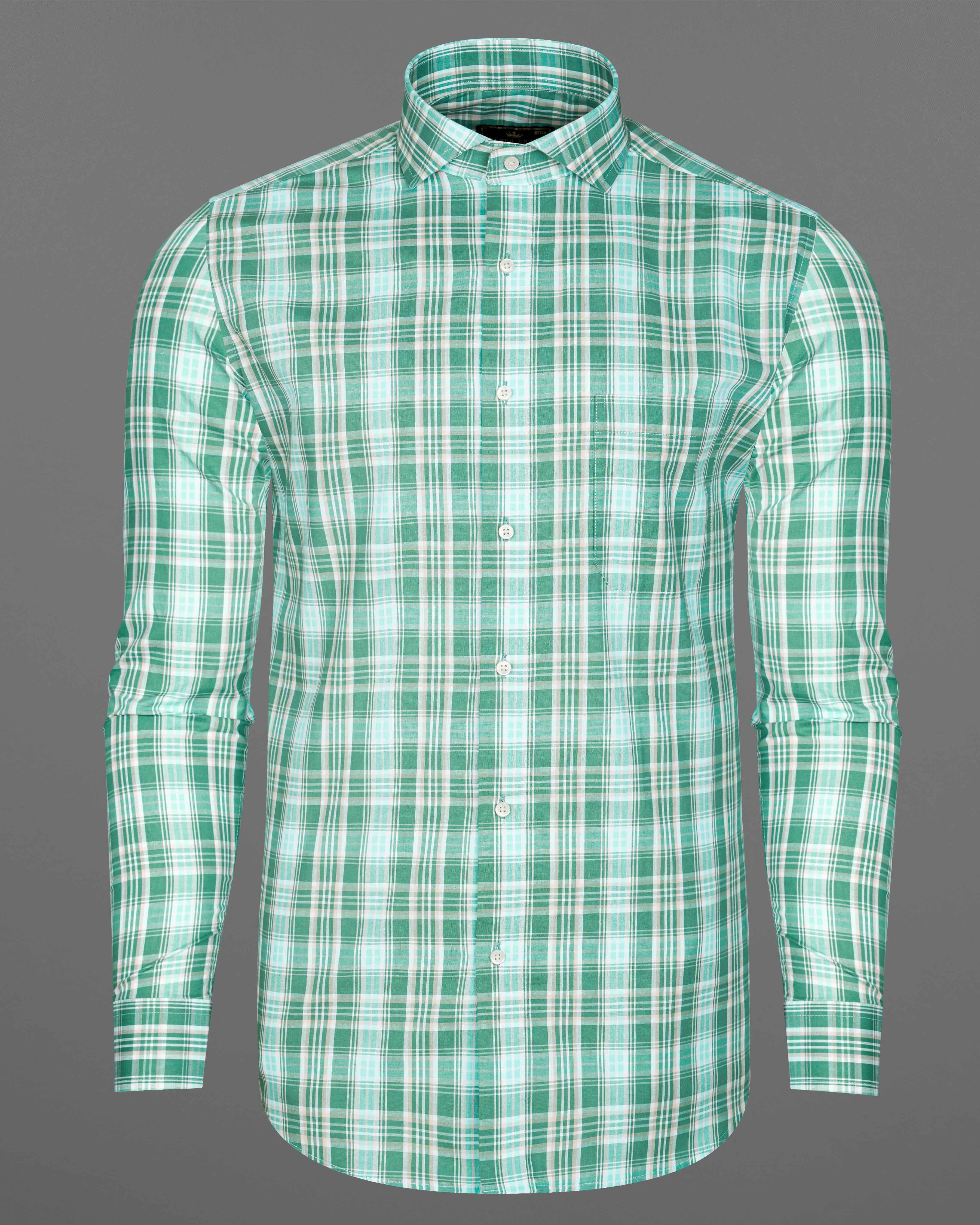 Viridian Green with Chinook Blue Plaid Premium Cotton Shirt  8709-CA-38,8709-CA-H-38,8709-CA-39,8709-CA-H-39,8709-CA-40,8709-CA-H-40,8709-CA-42,8709-CA-H-42,8709-CA-44,8709-CA-H-44,8709-CA-46,8709-CA-H-46,8709-CA-48,8709-CA-H-48,8709-CA-50,8709-CA-H-50,8709-CA-52,8709-CA-H-52