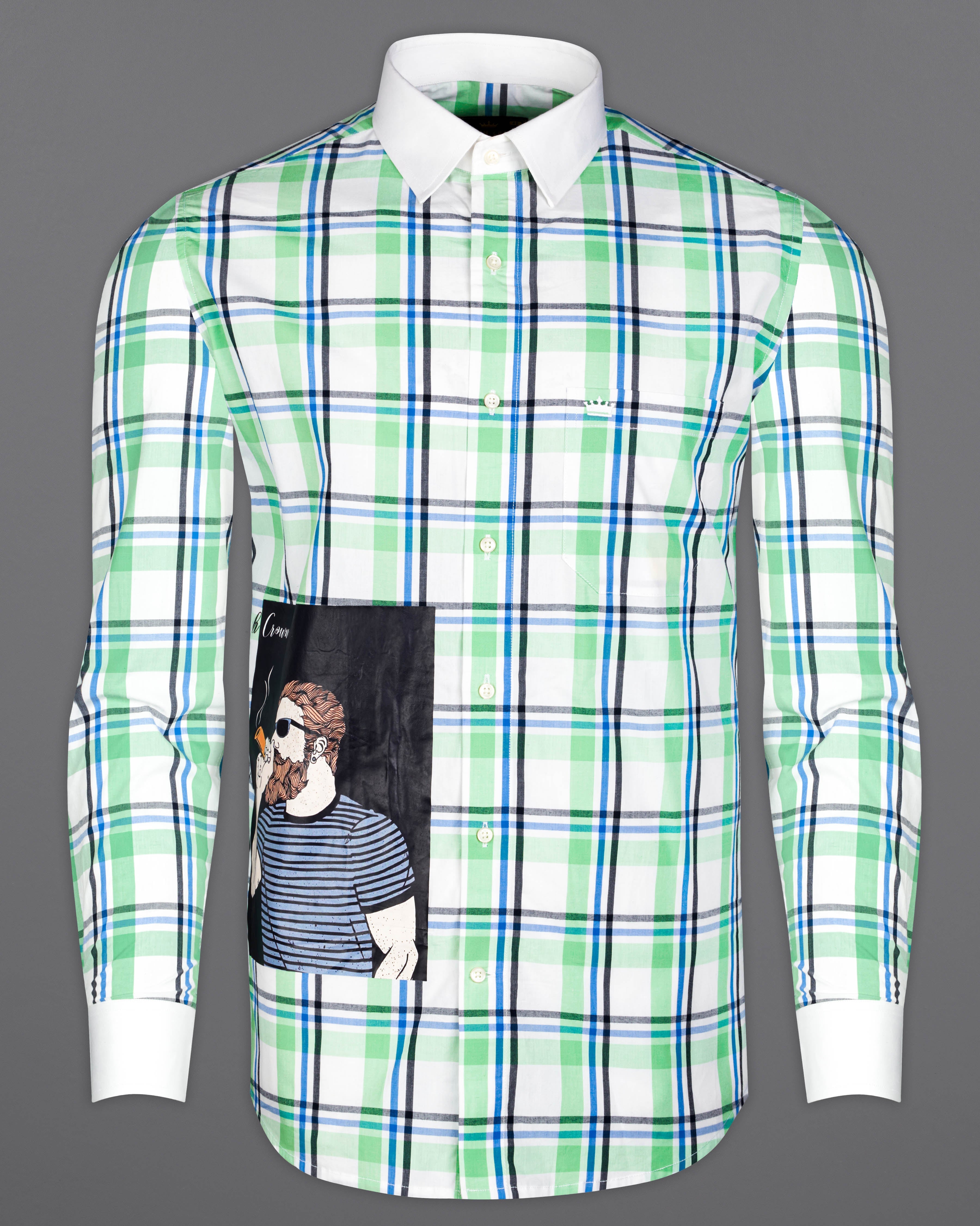 Asparagus Green with White Checkered Printed Super Soft Premium Cotton Designer Shirt 8711-WCC-RPRT-007-38, 8711-WCC-RPRT-007-H-38, 8711-WCC-RPRT-007-39, 8711-WCC-RPRT-007-H-39, 8711-WCC-RPRT-007-40, 8711-WCC-RPRT-007-H-40, 8711-WCC-RPRT-007-42, 8711-WCC-RPRT-007-H-42, 8711-WCC-RPRT-007-44, 8711-WCC-RPRT-007-H-44, 8711-WCC-RPRT-007-46, 8711-WCC-RPRT-007-H-46, 8711-WCC-RPRT-007-48, 8711-WCC-RPRT-007-H-48, 8711-WCC-RPRT-007-50, 8711-WCC-RPRT-007-H-50, 8711-WCC-RPRT-007-52, 8711-WCC-RPRT-007-H-52