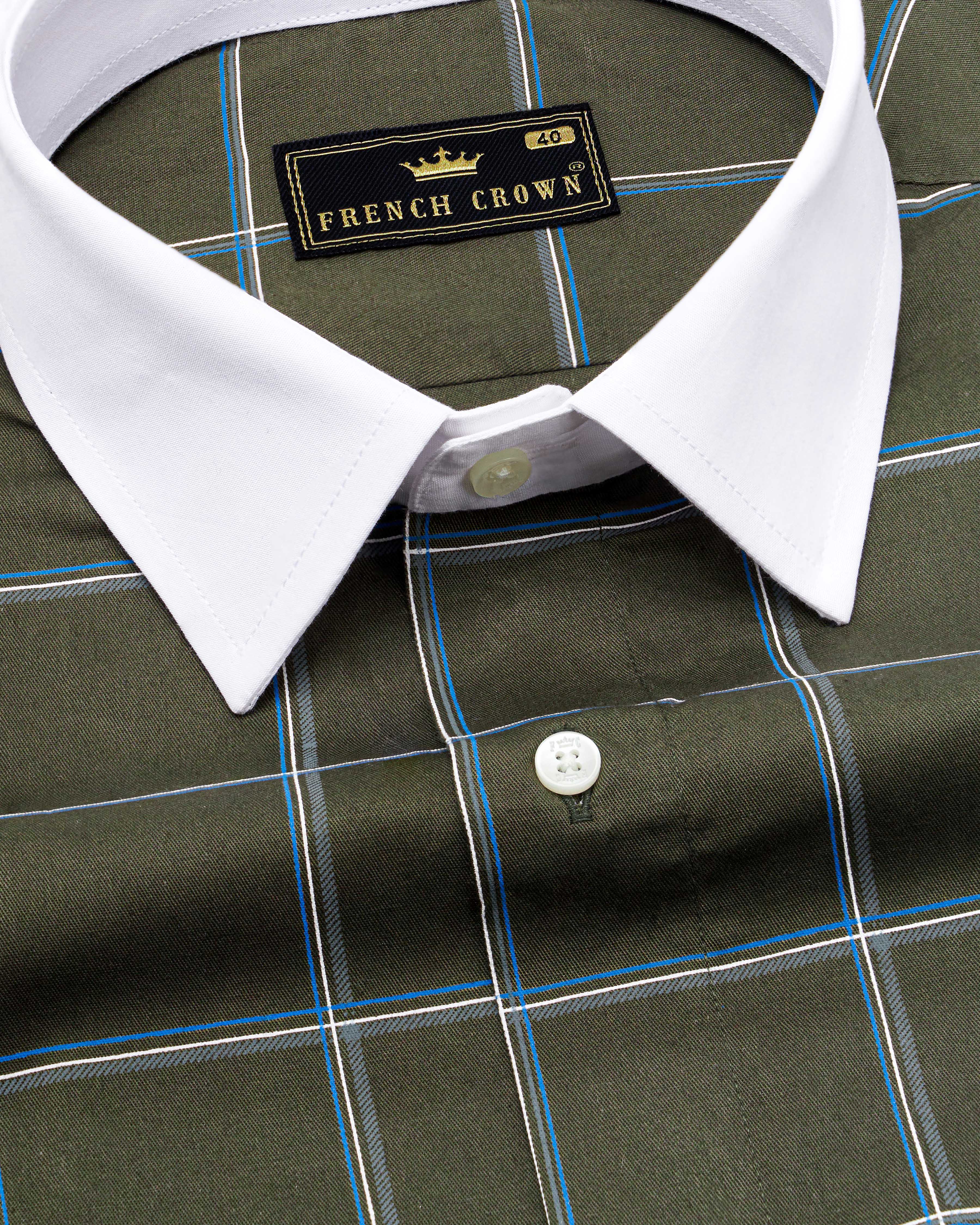 Taupe Green Windowpane with White Collar Royal Oxford Shirt 8716-WCC-38,8716-WCC-H-38,8716-WCC-39,8716-WCC-H-39,8716-WCC-40,8716-WCC-H-40,8716-WCC-42,8716-WCC-H-42,8716-WCC-44,8716-WCC-H-44,8716-WCC-46,8716-WCC-H-46,8716-WCC-48,8716-WCC-H-48,8716-WCC-50,8716-WCC-H-50,8716-WCC-52,8716-WCC-H-52