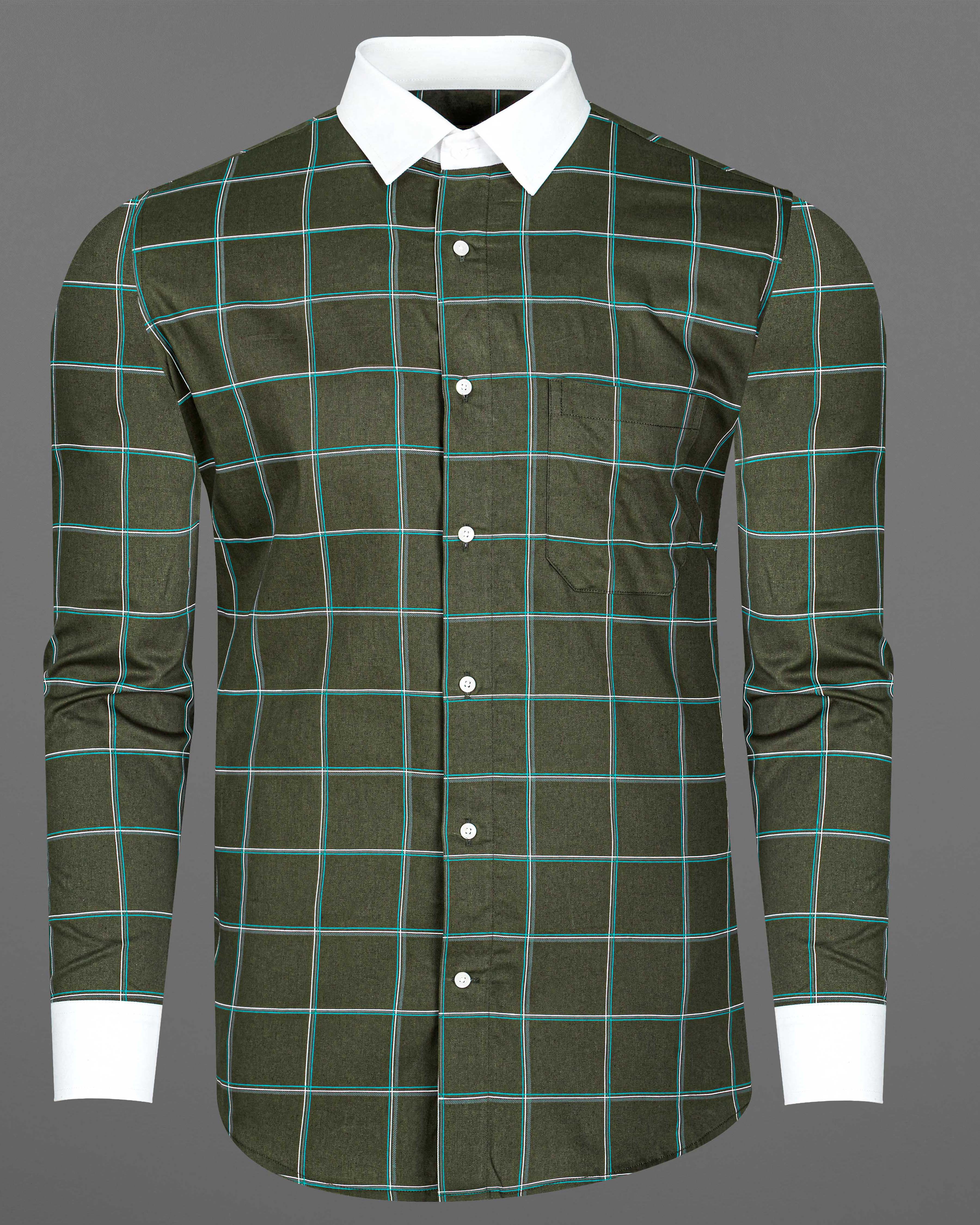 Taupe Green Windowpane with White Collar Royal Oxford Shirt 8716-WCC-38,8716-WCC-H-38,8716-WCC-39,8716-WCC-H-39,8716-WCC-40,8716-WCC-H-40,8716-WCC-42,8716-WCC-H-42,8716-WCC-44,8716-WCC-H-44,8716-WCC-46,8716-WCC-H-46,8716-WCC-48,8716-WCC-H-48,8716-WCC-50,8716-WCC-H-50,8716-WCC-52,8716-WCC-H-52