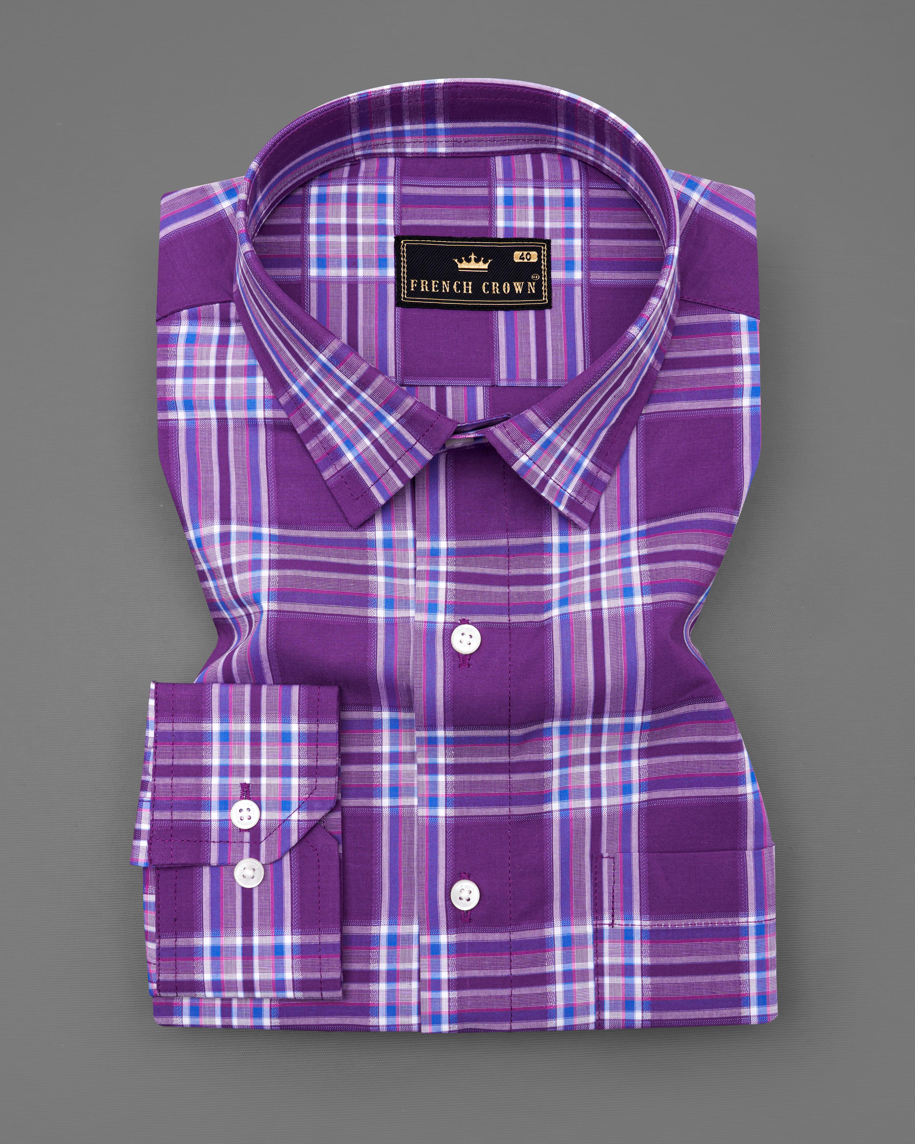 Byzantium Violet Plaid Dobby Textured Premium Giza Cotton Shirt 8717-38,8717-H-38,8717-39,8717-H-39,8717-40,8717-H-40,8717-42,8717-H-42,8717-44,8717-H-44,8717-46,8717-H-46,8717-48,8717-H-48,8717-50,8717-H-50,8717-52,8717-H-52