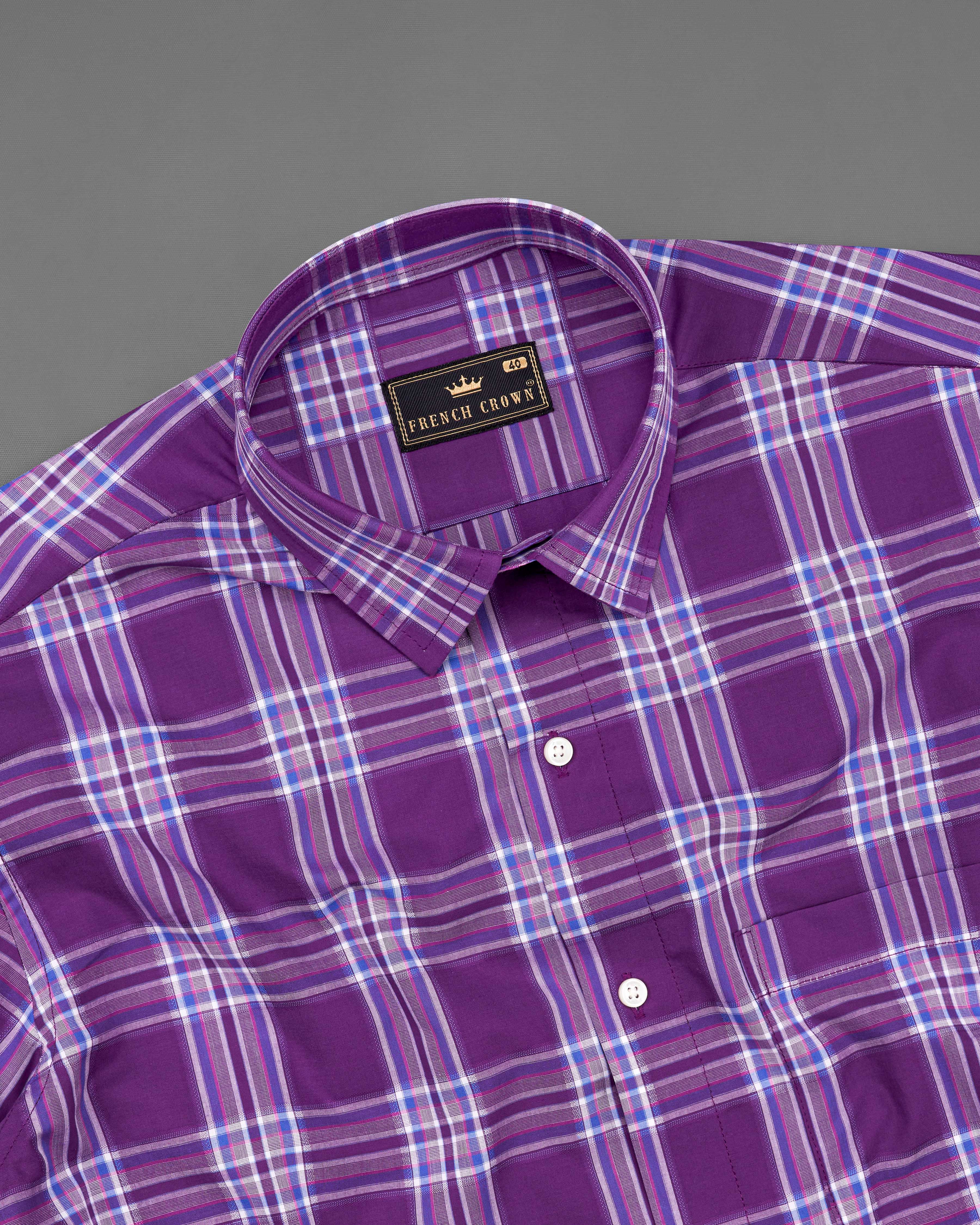 Byzantium Violet Plaid Dobby Textured Premium Giza Cotton Shirt 8717-38,8717-H-38,8717-39,8717-H-39,8717-40,8717-H-40,8717-42,8717-H-42,8717-44,8717-H-44,8717-46,8717-H-46,8717-48,8717-H-48,8717-50,8717-H-50,8717-52,8717-H-52