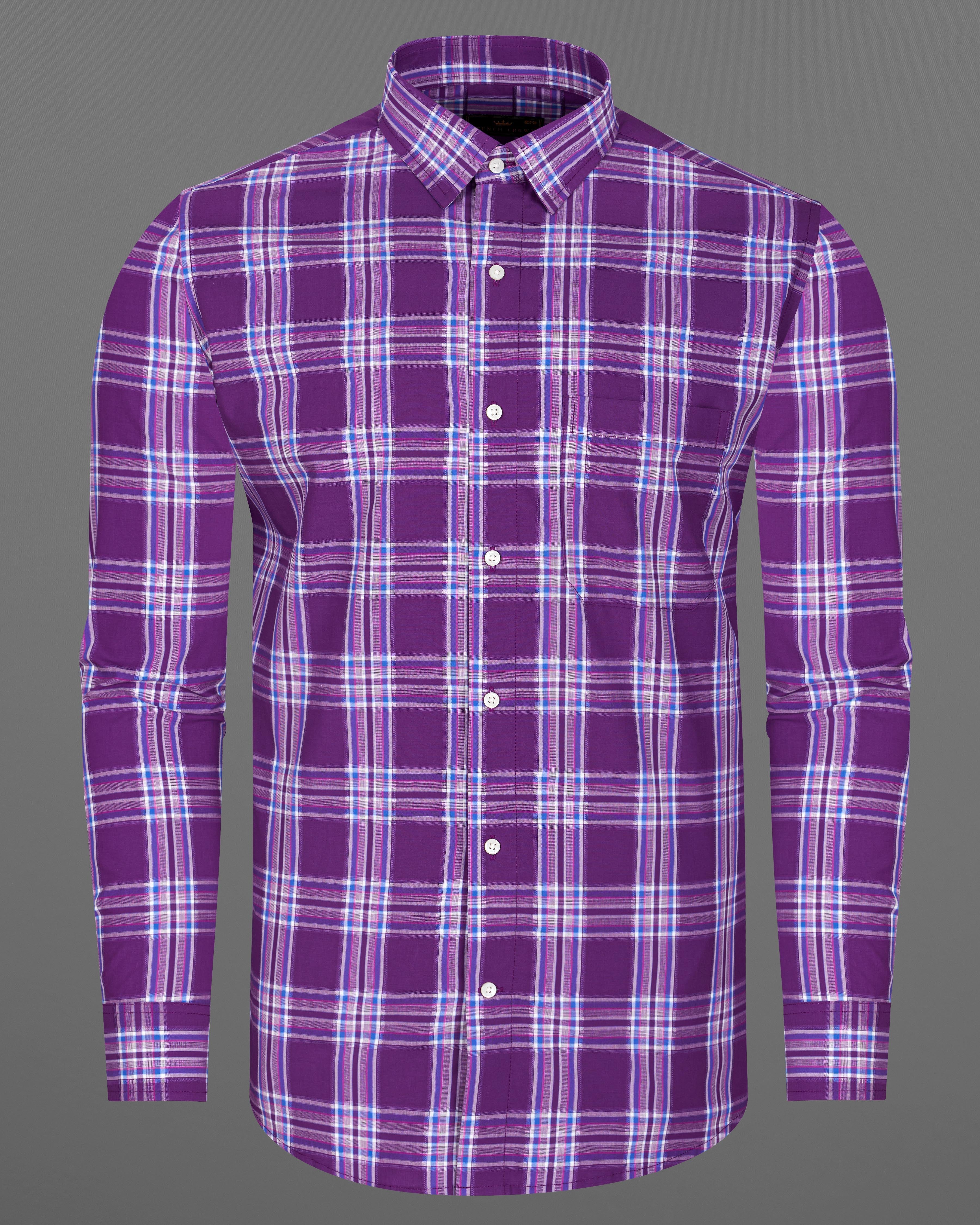 Byzantium Violet Plaid Dobby Textured Premium Giza Cotton Shirt 8717-38,8717-H-38,8717-39,8717-H-39,8717-40,8717-H-40,8717-42,8717-H-42,8717-44,8717-H-44,8717-46,8717-H-46,8717-48,8717-H-48,8717-50,8717-H-50,8717-52,8717-H-52