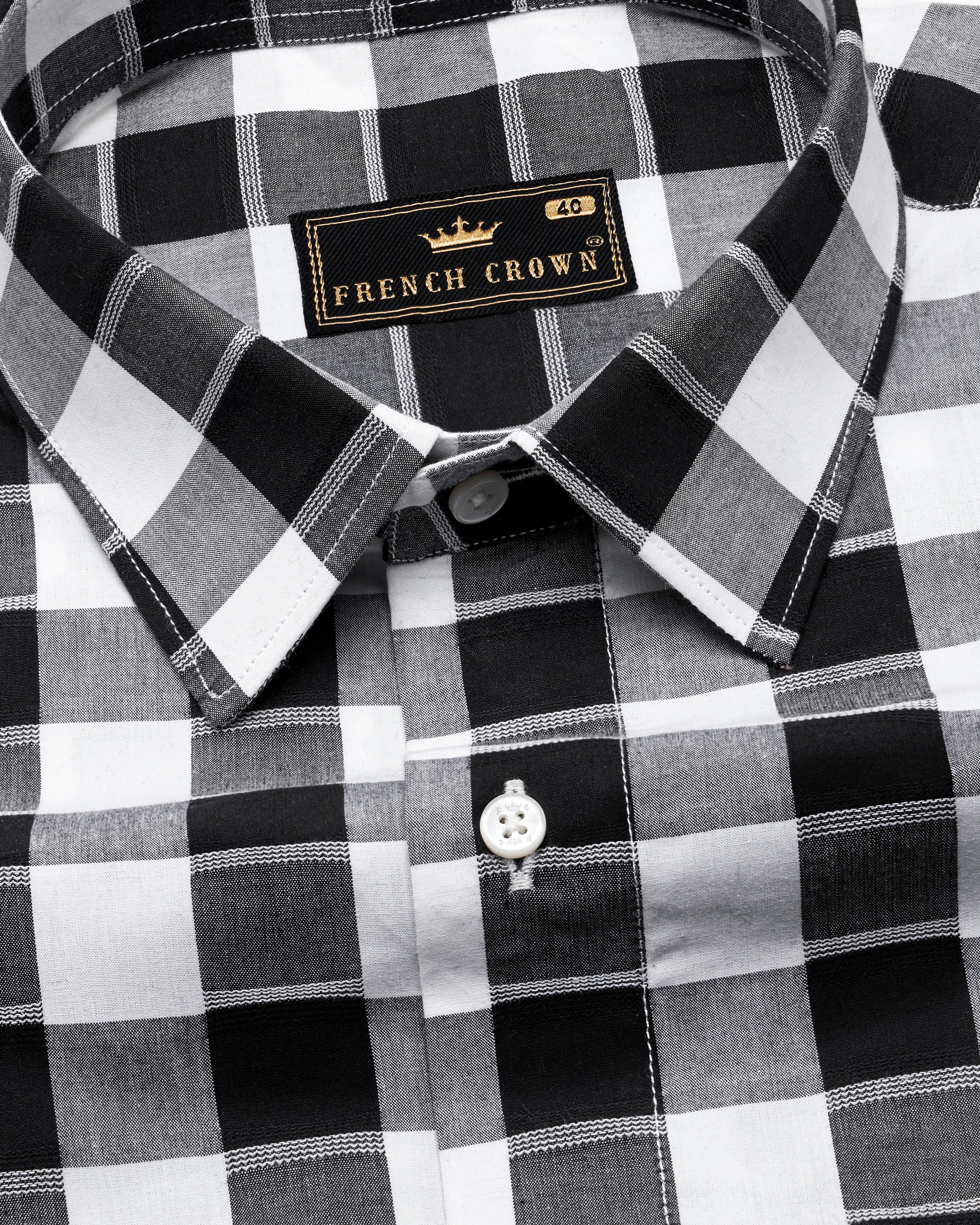 Jade Black and White Twill Checkered Premium Cotton Shirt 8719-38,8719-H-38,8719-39,8719-H-39,8719-40,8719-H-40,8719-42,8719-H-42,8719-44,8719-H-44,8719-46,8719-H-46,8719-48,8719-H-48,8719-50,8719-H-50,8719-52,8719-H-52