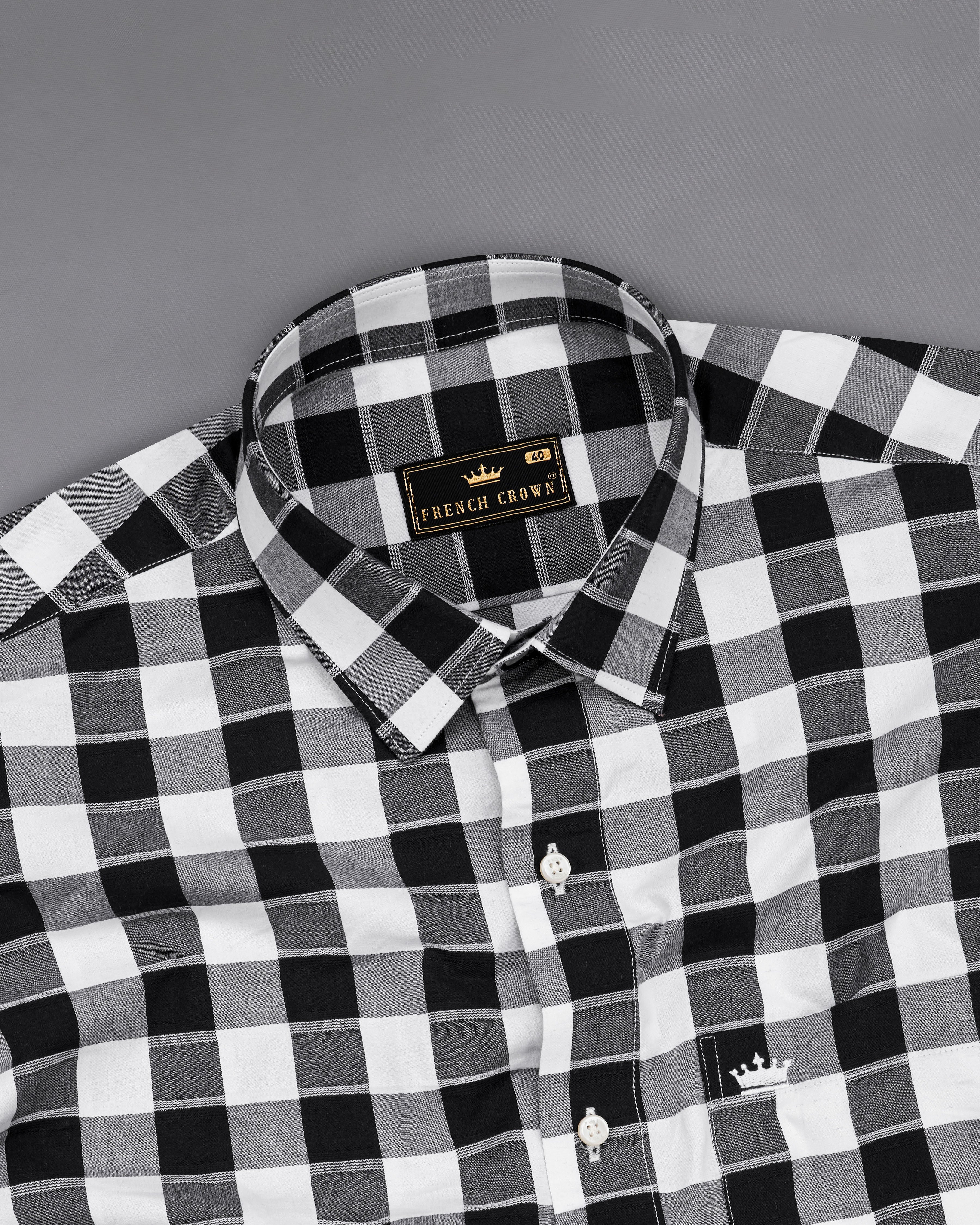 Jade Black and White Twill Checkered Premium Cotton Shirt 8719-38,8719-H-38,8719-39,8719-H-39,8719-40,8719-H-40,8719-42,8719-H-42,8719-44,8719-H-44,8719-46,8719-H-46,8719-48,8719-H-48,8719-50,8719-H-50,8719-52,8719-H-52