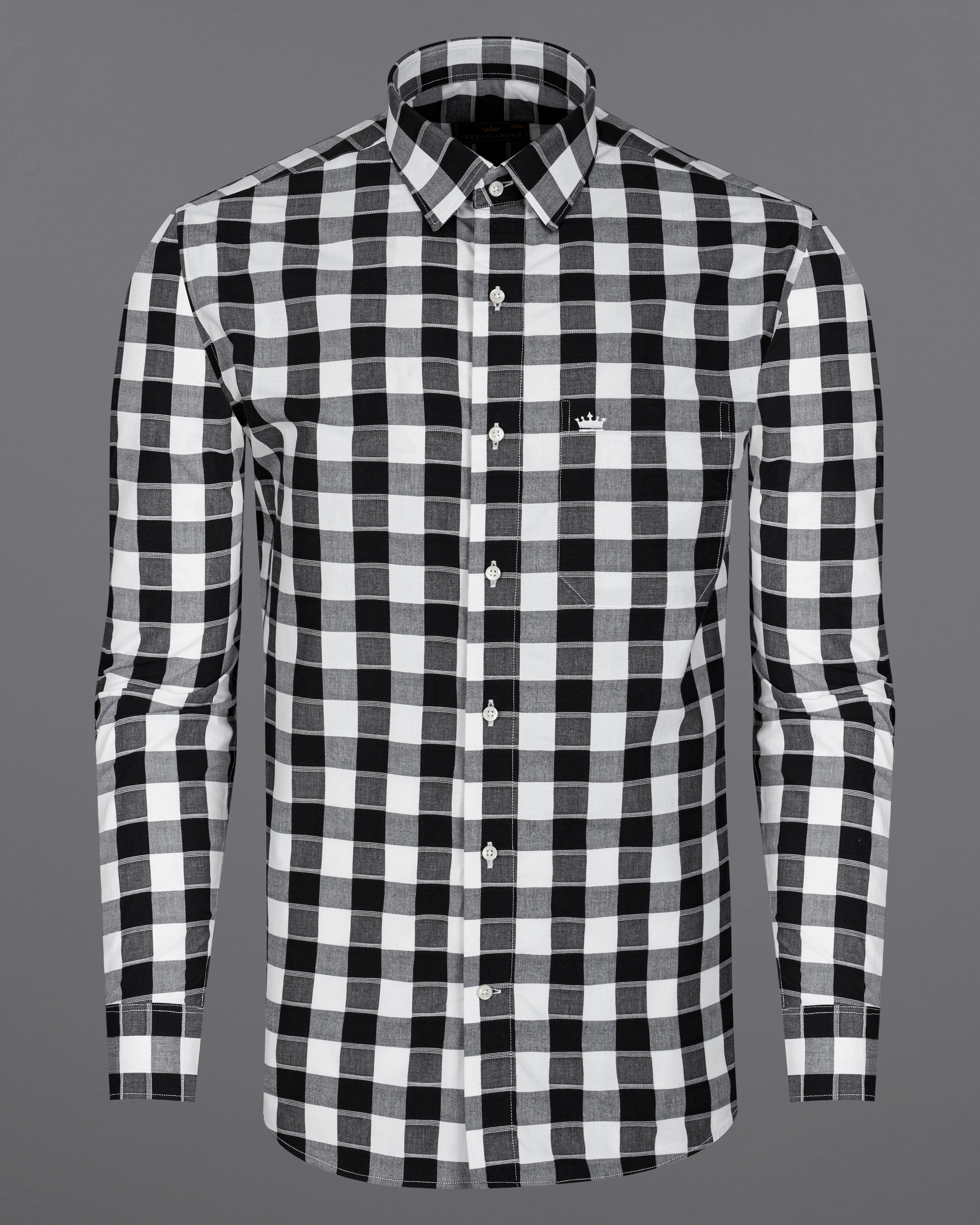 Jade Black and White Twill Checkered Premium Cotton Shirt 8719-38,8719-H-38,8719-39,8719-H-39,8719-40,8719-H-40,8719-42,8719-H-42,8719-44,8719-H-44,8719-46,8719-H-46,8719-48,8719-H-48,8719-50,8719-H-50,8719-52,8719-H-52