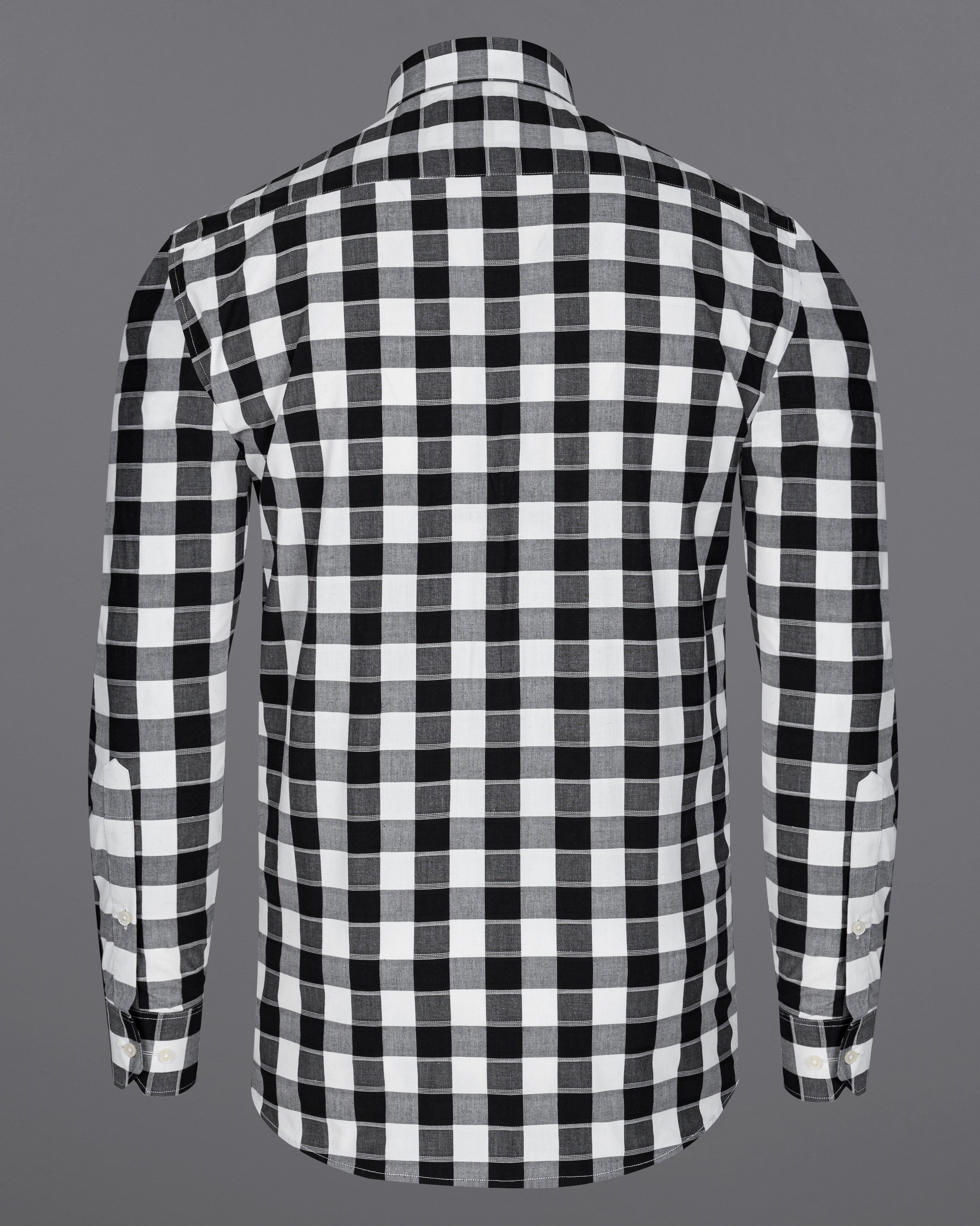Jade Black and White Twill Checkered Premium Cotton Shirt 8719-38,8719-H-38,8719-39,8719-H-39,8719-40,8719-H-40,8719-42,8719-H-42,8719-44,8719-H-44,8719-46,8719-H-46,8719-48,8719-H-48,8719-50,8719-H-50,8719-52,8719-H-52