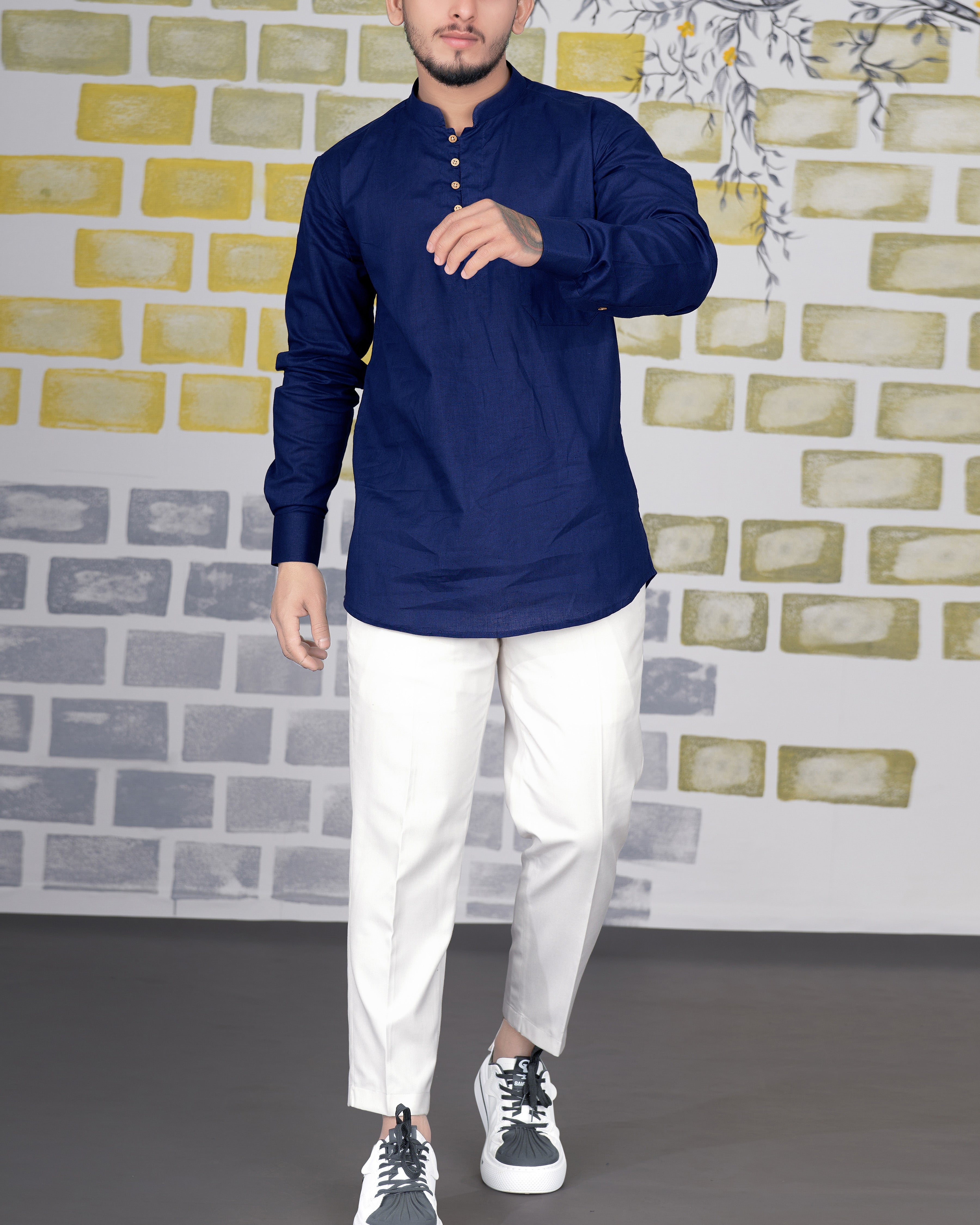 Bunting Blue Luxurious Linen Kurta Shirt