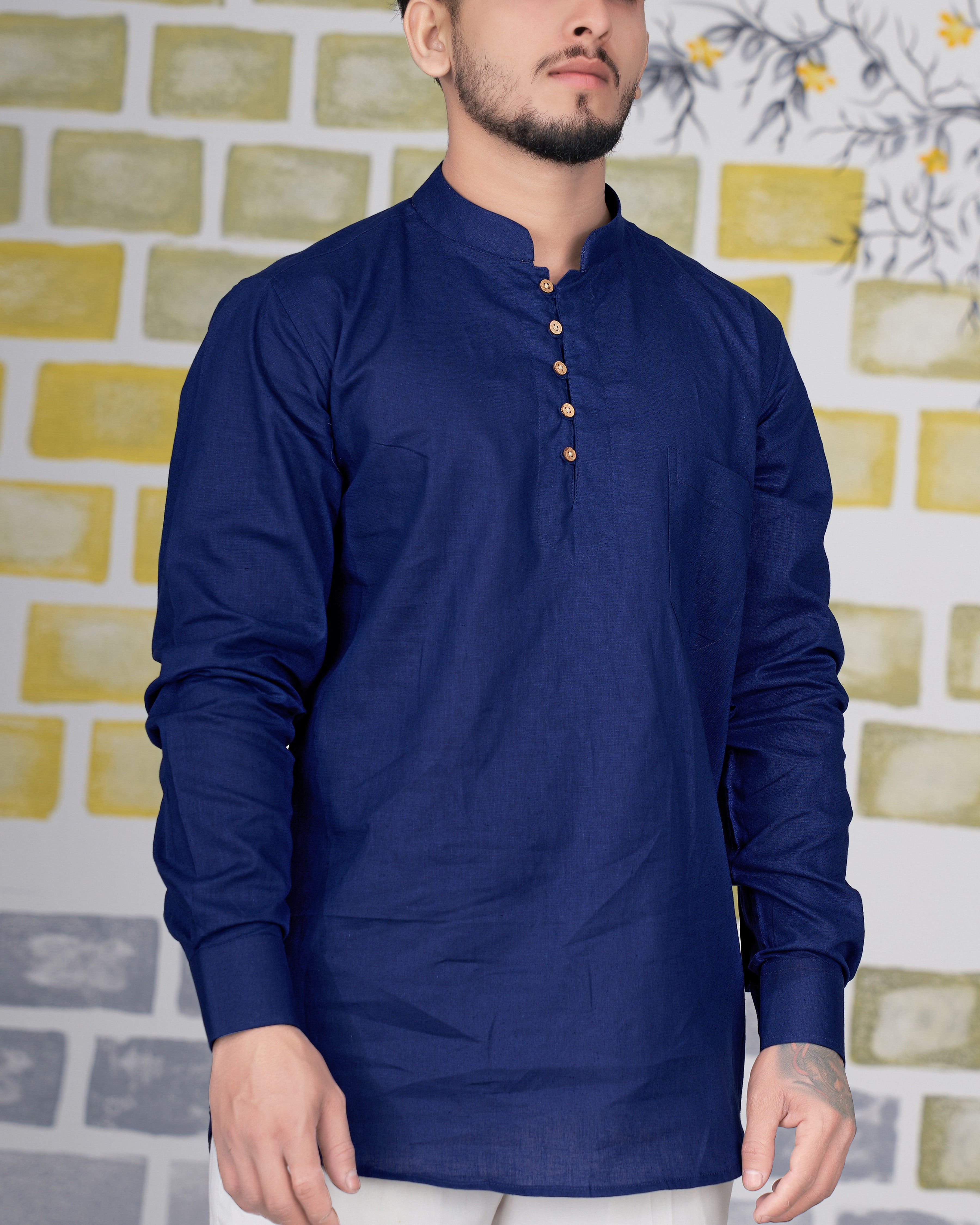 Bunting Blue Luxurious Linen Kurta Shirt